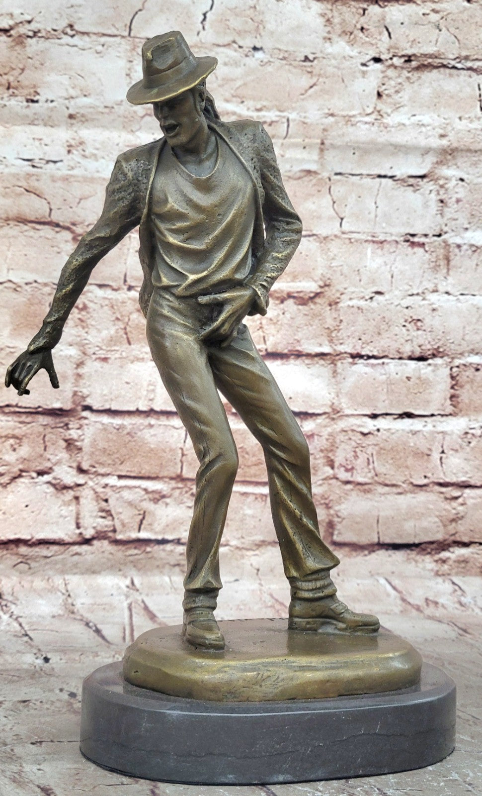 12" Pure Bronze Original Michael Jackson Statue Marble Base Sculpture Art
