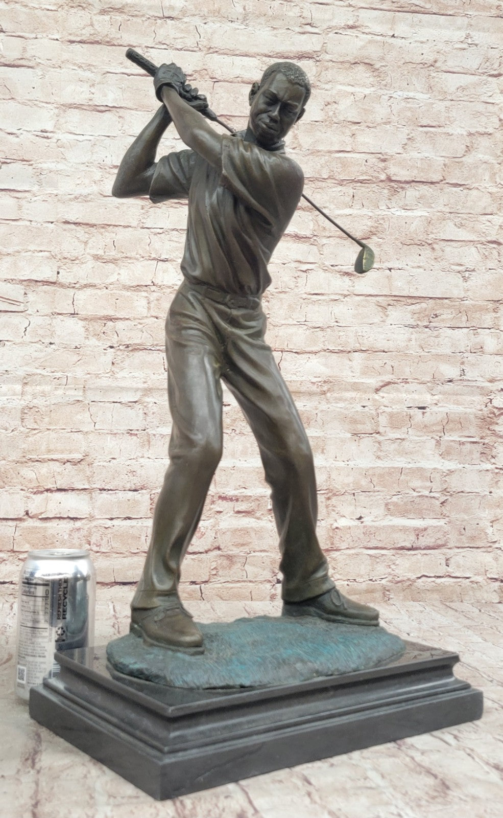 Collectible Milo Sculpture: Handcrafted Solid Bronze Male Golfer Figurine