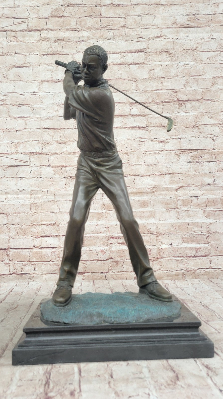 Collectible Milo Sculpture: Handcrafted Solid Bronze Male Golfer Figurine