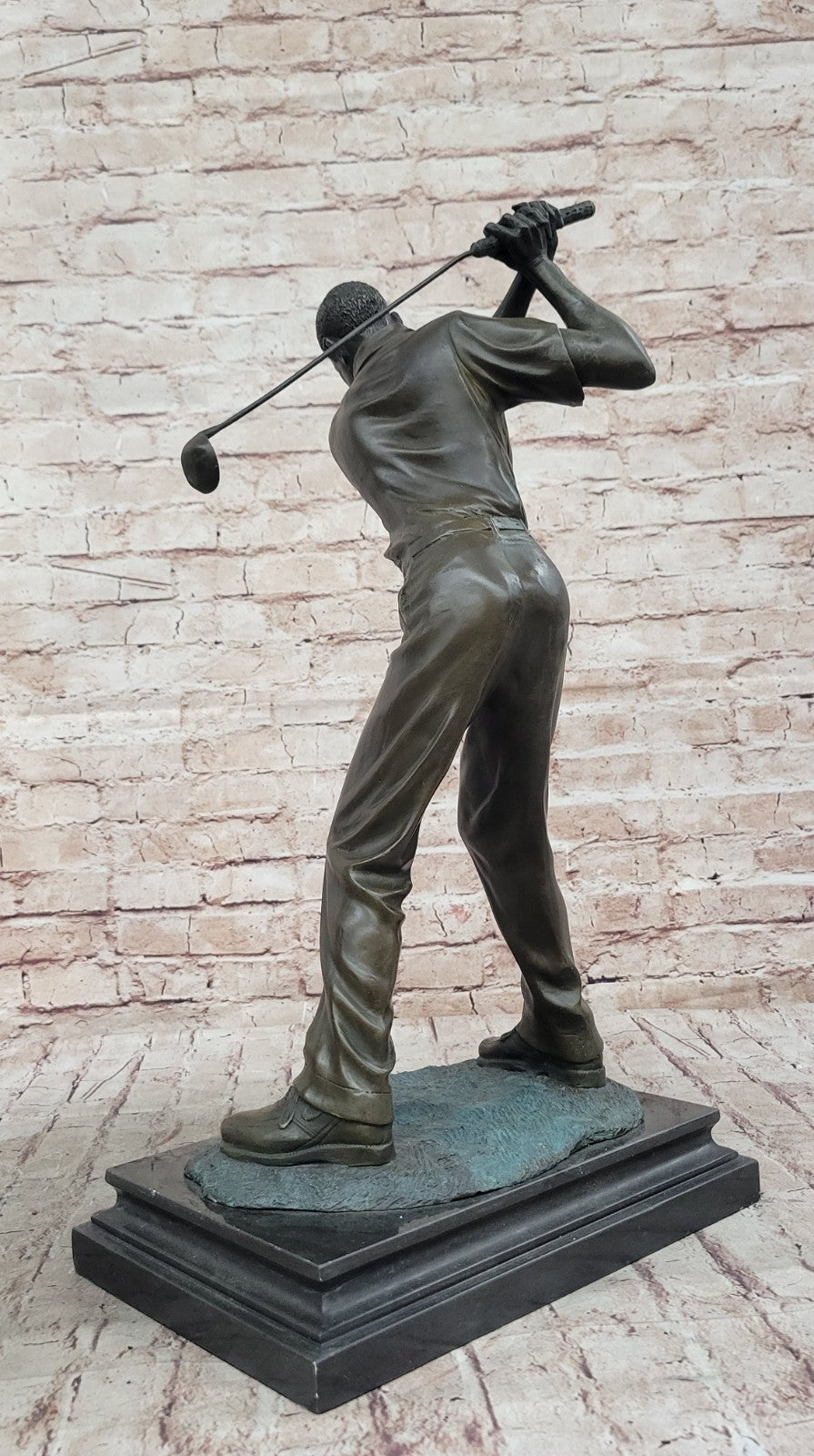 Collectible Milo Sculpture: Handcrafted Solid Bronze Male Golfer Figurine