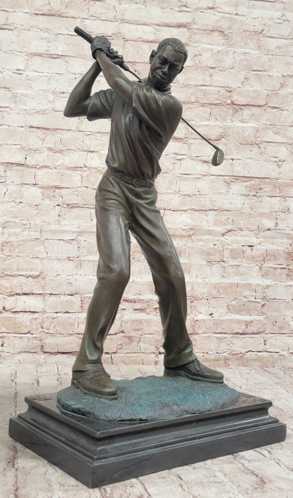 Collectible Milo Sculpture: Handcrafted Solid Bronze Male Golfer Figurine