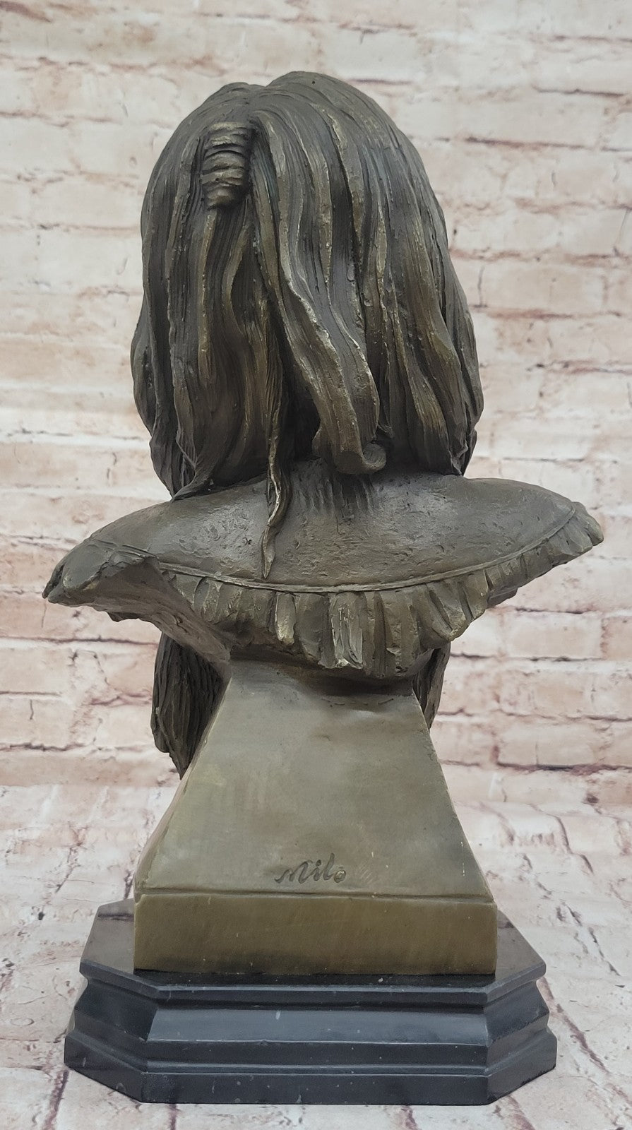 Signed Hot Cast original Milo Indian Chief Bust Bronze Sculpture Cultural Figure