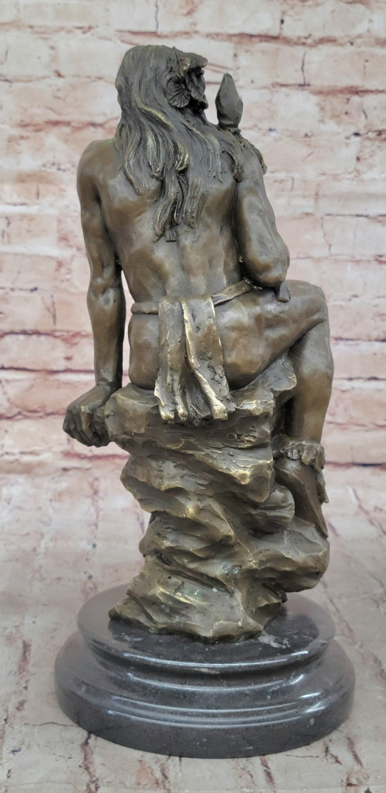 Native American Indian Warrior Chief Bronze Bust Sculpture Statue Figurine Art