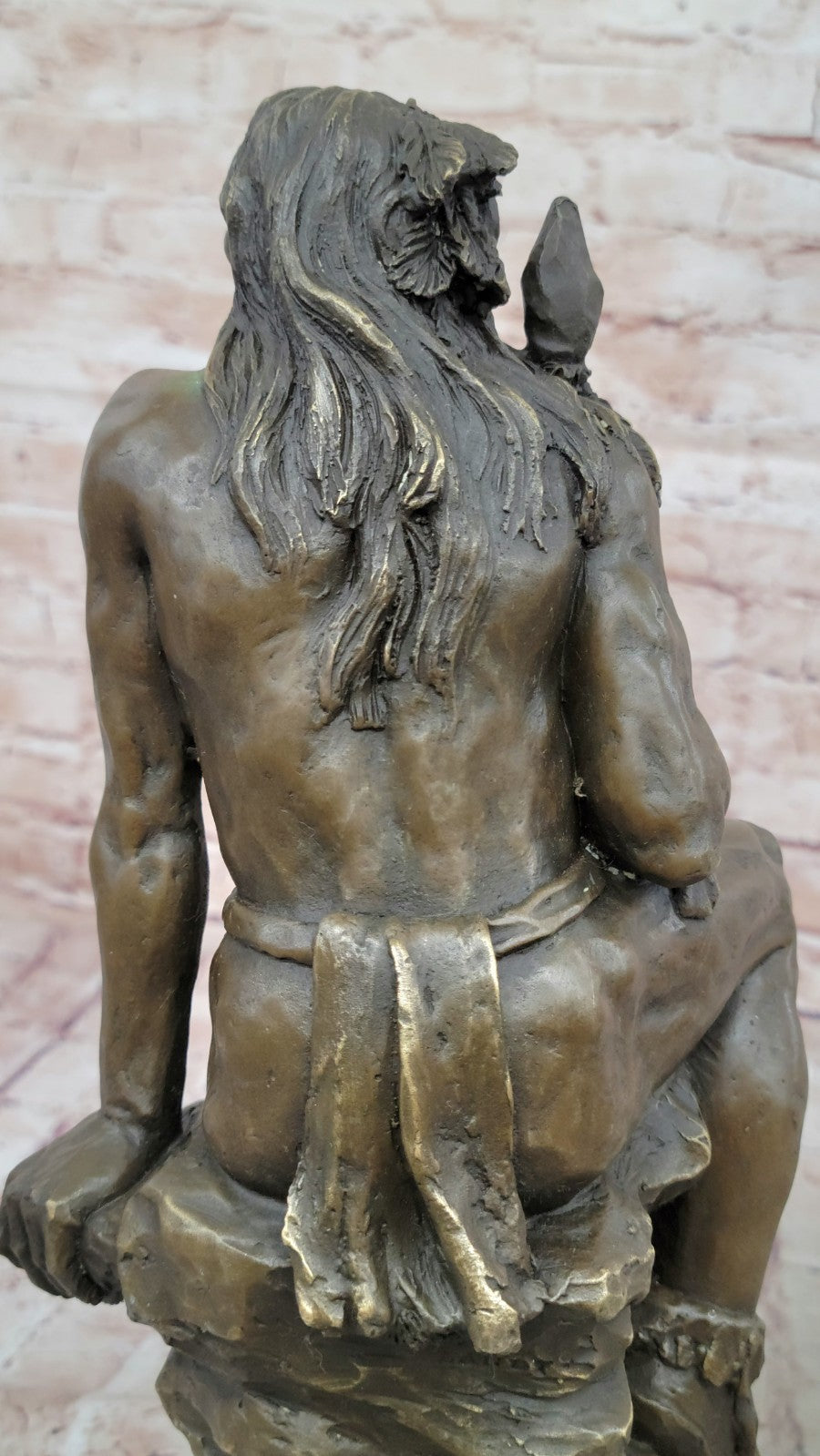 Native American Indian Warrior Chief Bronze Bust Sculpture Statue Figurine Art