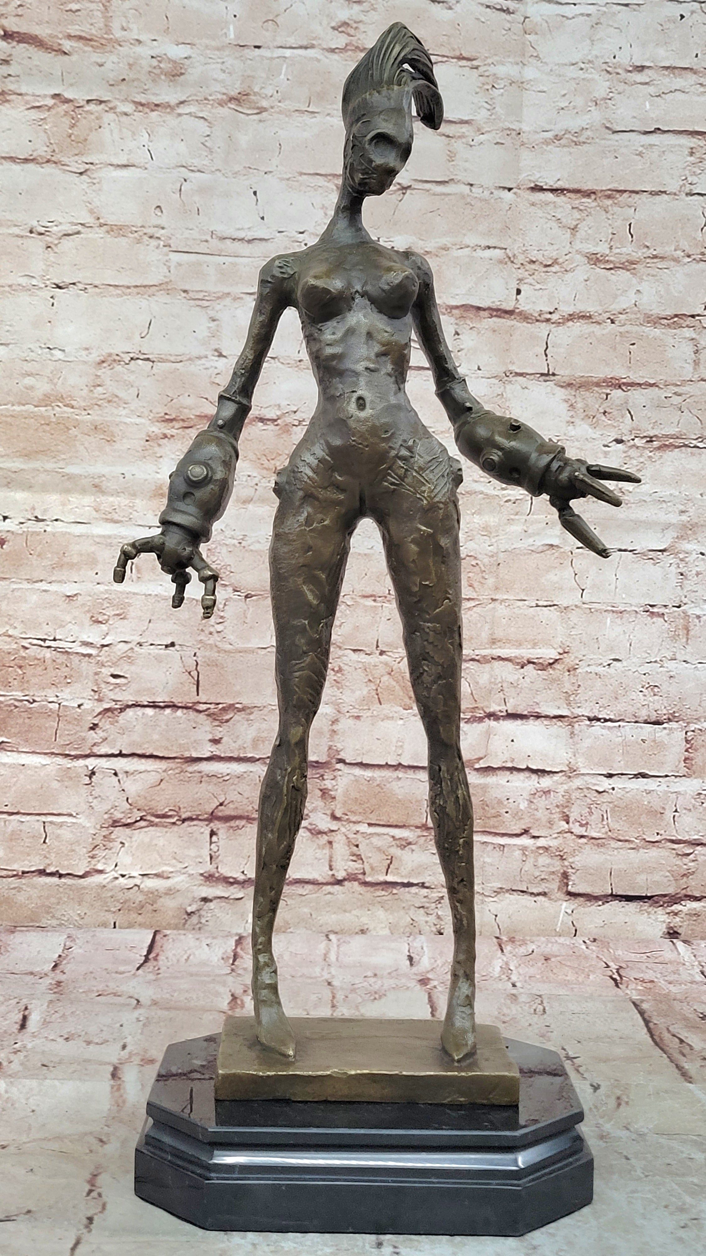 Modern Art - Standing Space Woman - Abstract Bronze Nude - Signed DALI Decorativ