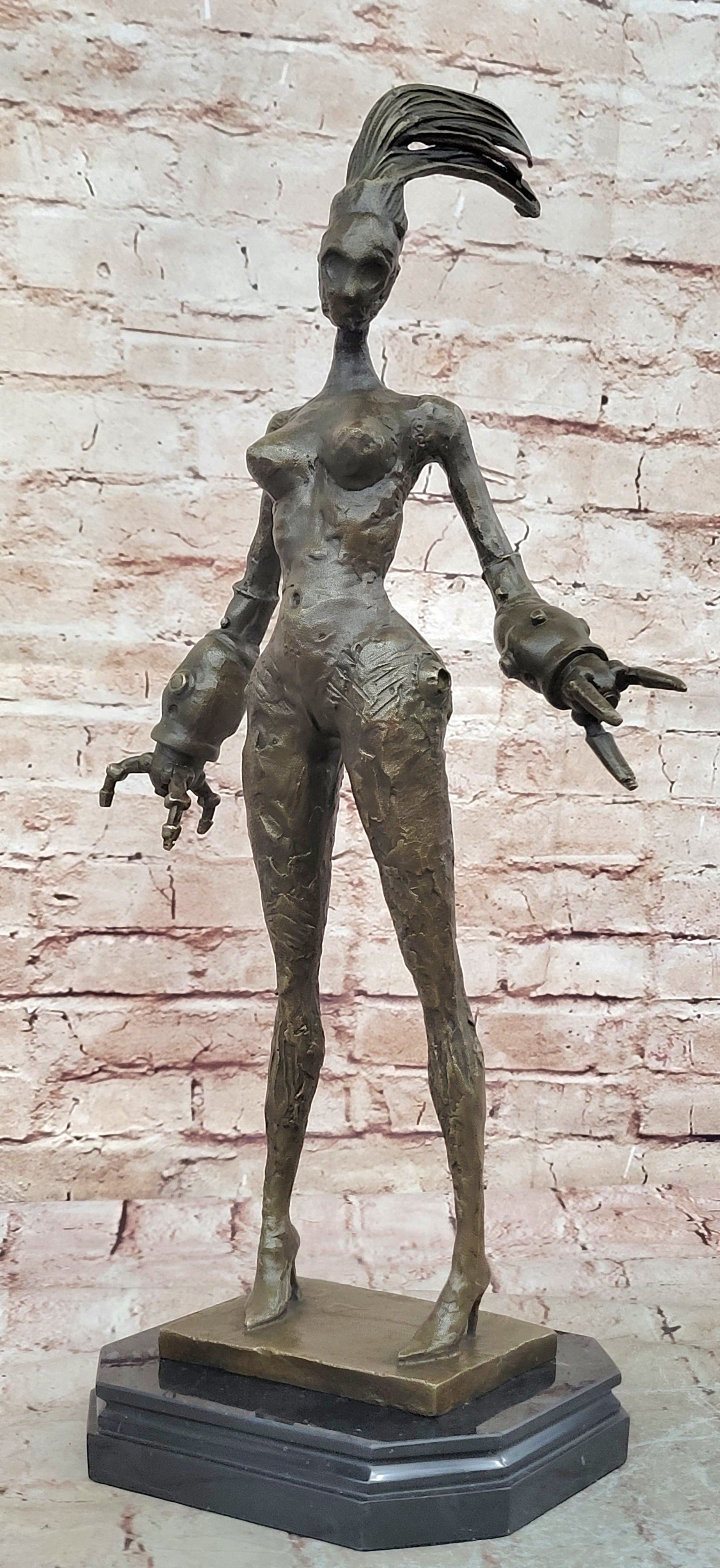 Modern Art - Standing Space Woman - Abstract Bronze Nude - Signed DALI Decorativ