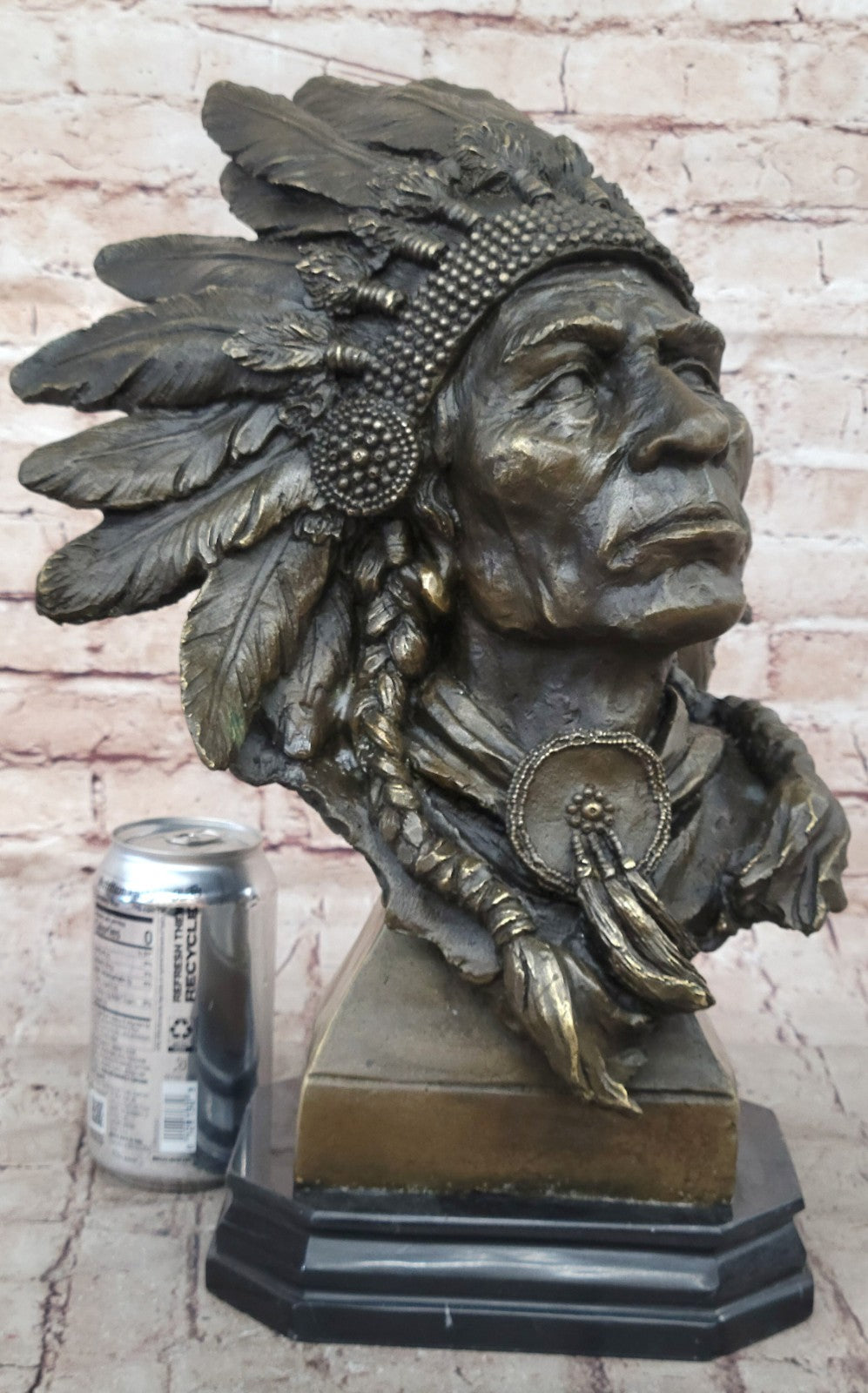 Hot Cast Large Indian Chief By Carl Kauba Bronze Classic Americana Sculpture Art
