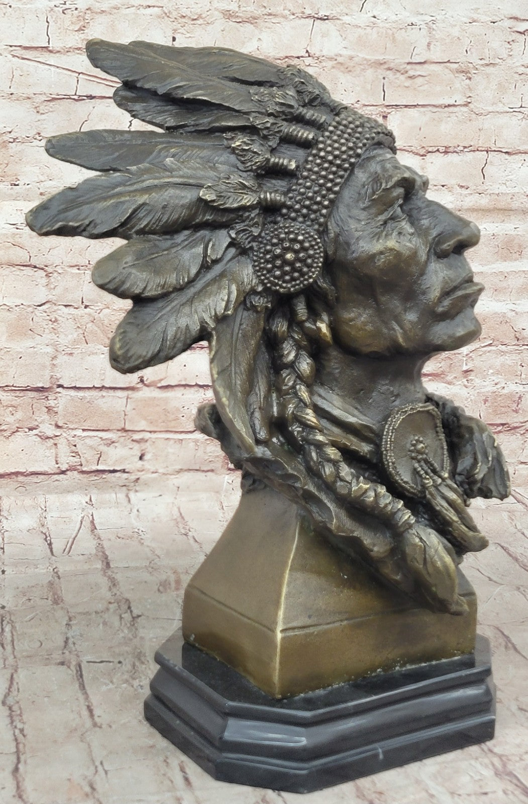 Hot Cast Large Indian Chief By Carl Kauba Bronze Classic Americana Sculpture Art