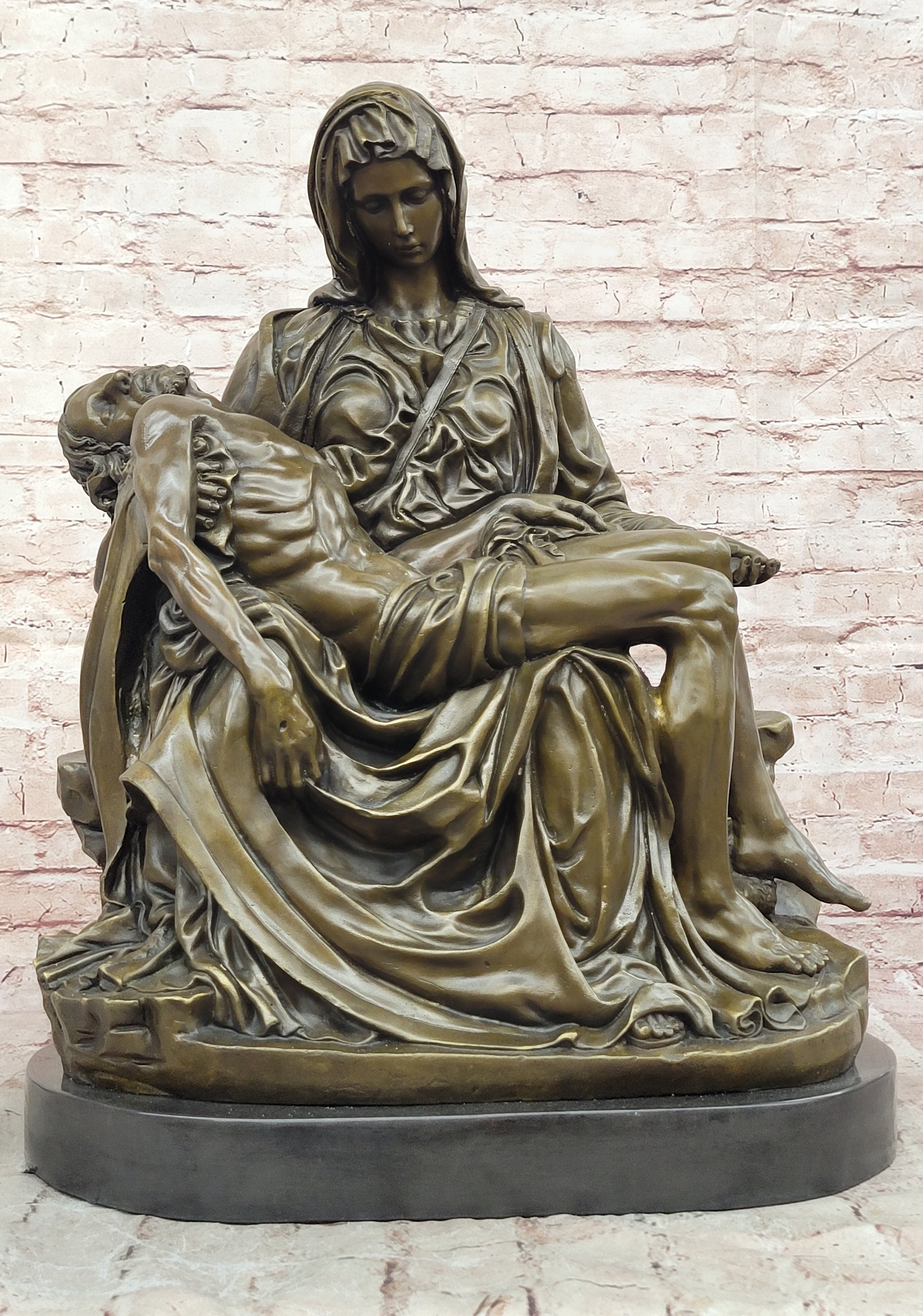 Valli Signed Pieta Bronze Statue Religious Masterpiece Heavy Cast Artwork