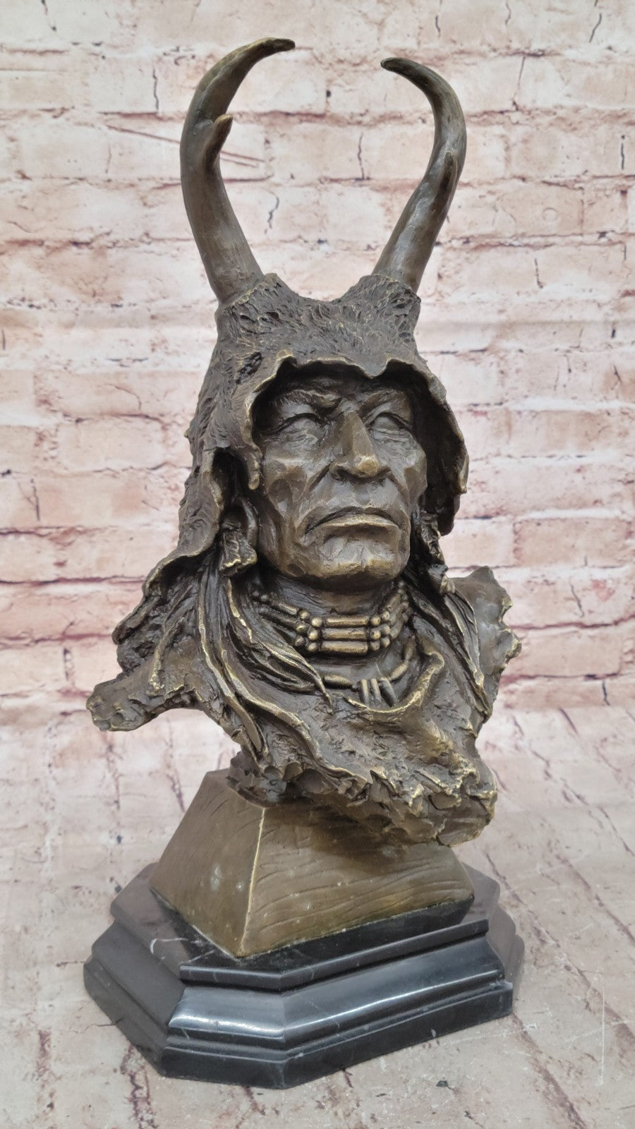 Native American Art Indian Chief Southwerstern Bronze Bust Sculpture Statue LRGE