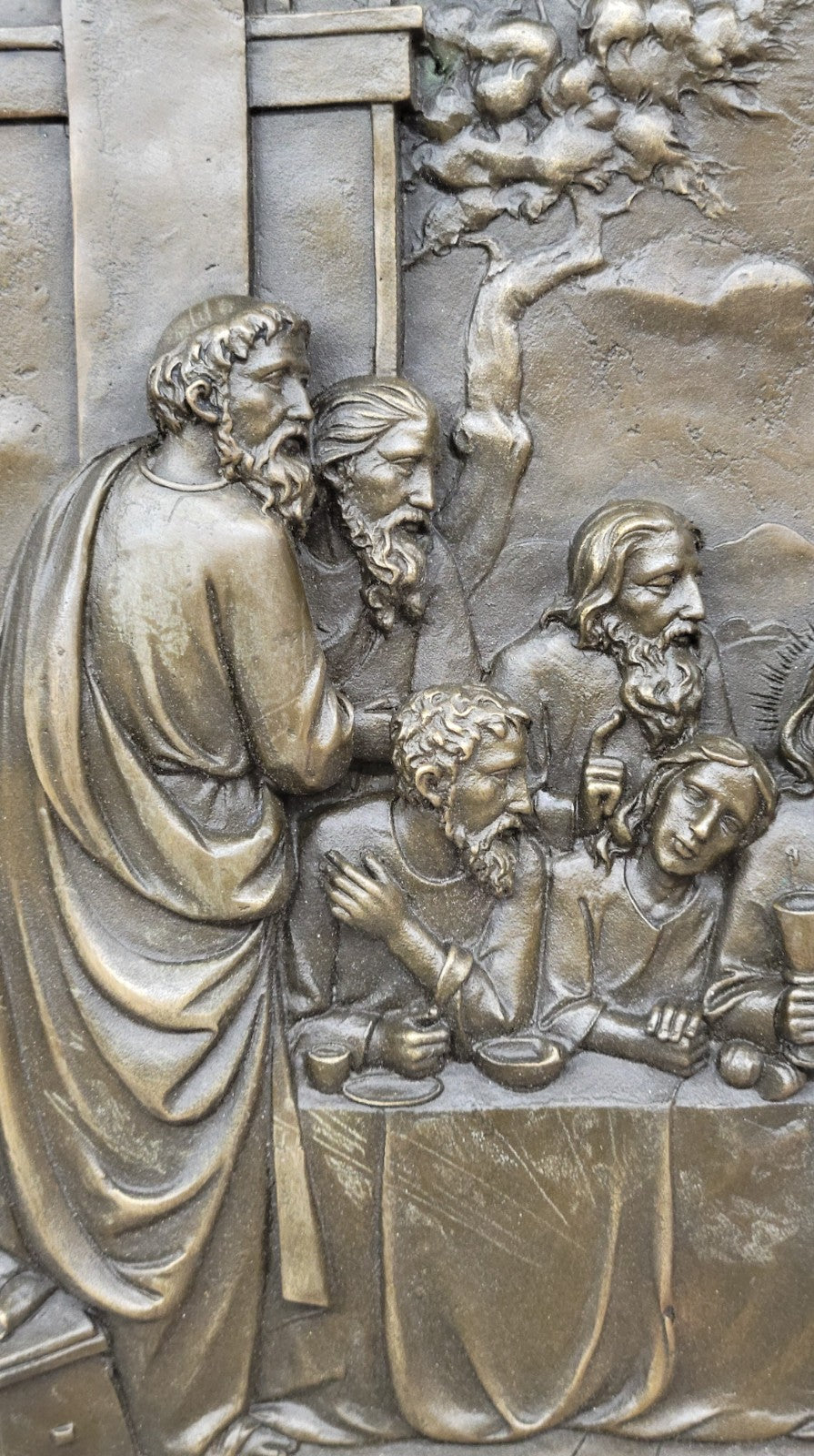 Valli`s Last Supper Real Bronze Bas Relief: Religious Fine Art Sculpture Jesus
