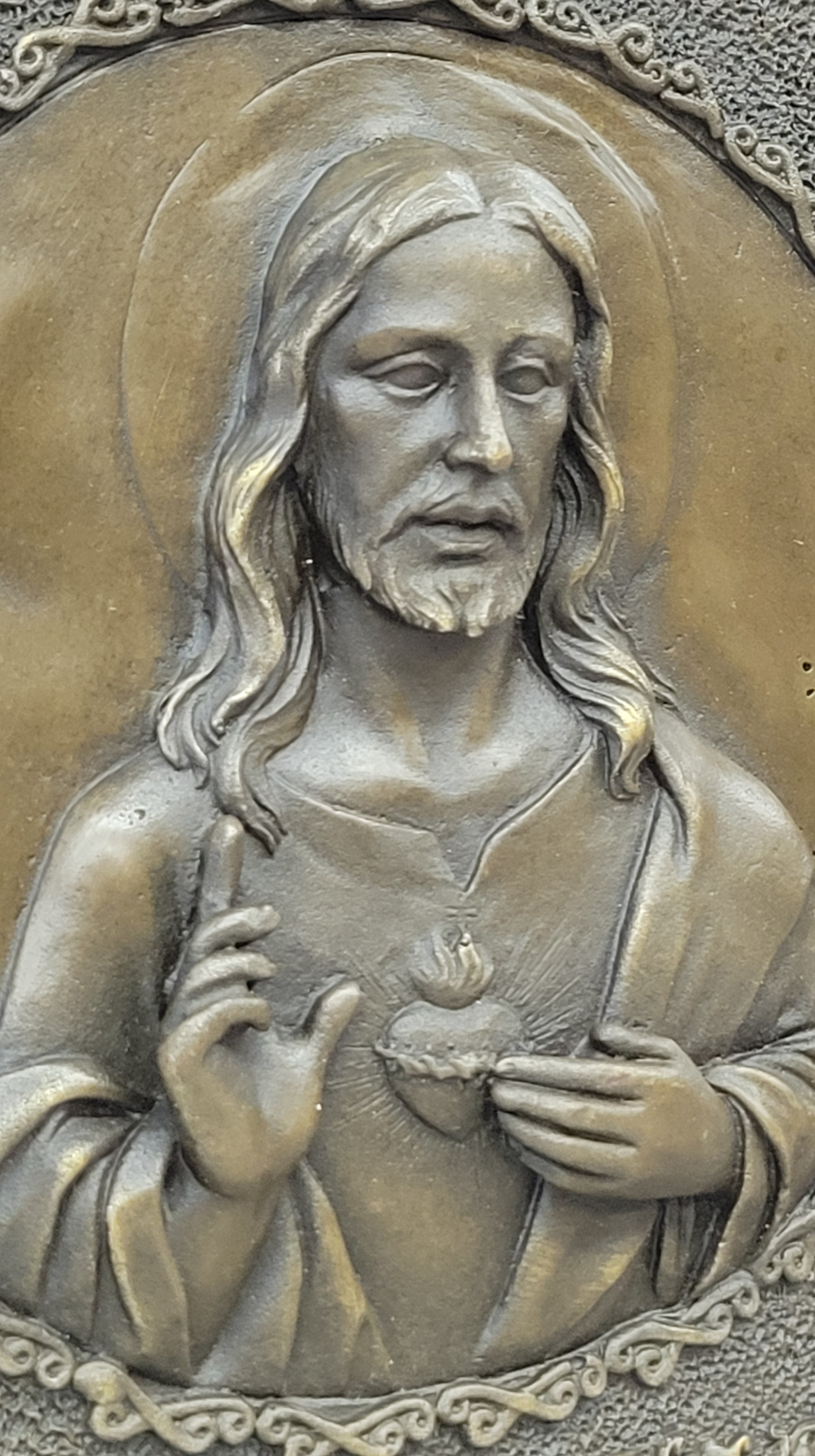 Handcrafted bronze sculpture SALE Mount Wall Angel And Christ Jesus Signed