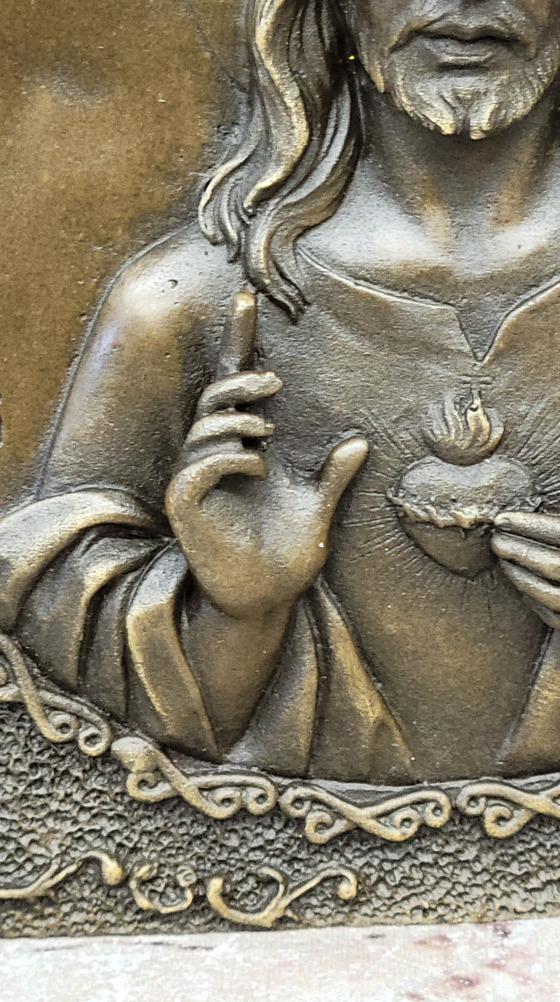 Handcrafted bronze sculpture SALE Mount Wall Angel And Christ Jesus Signed