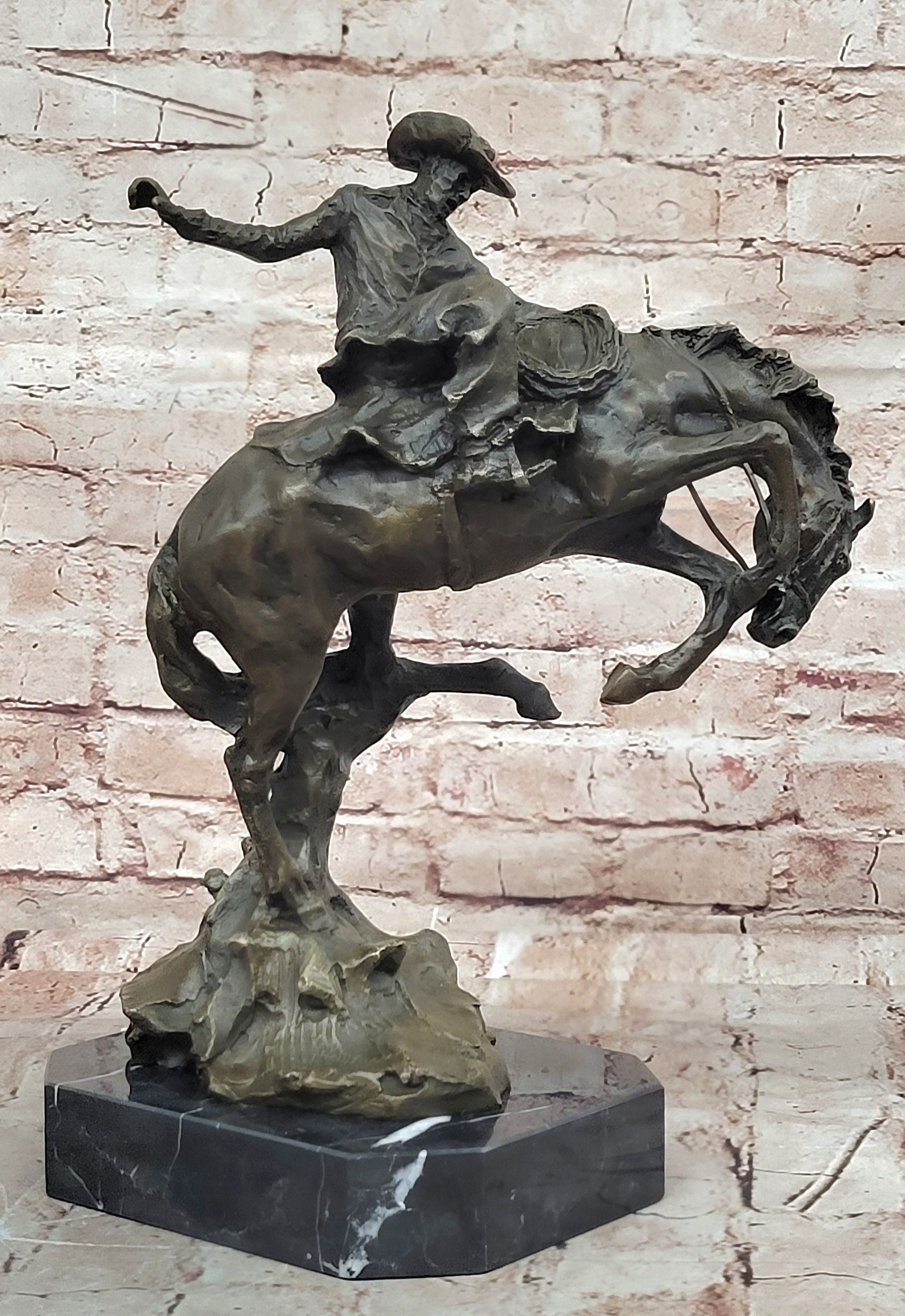 American US Bronco Buster Western Bronze Large Remington Hot Cast Figurine Sale