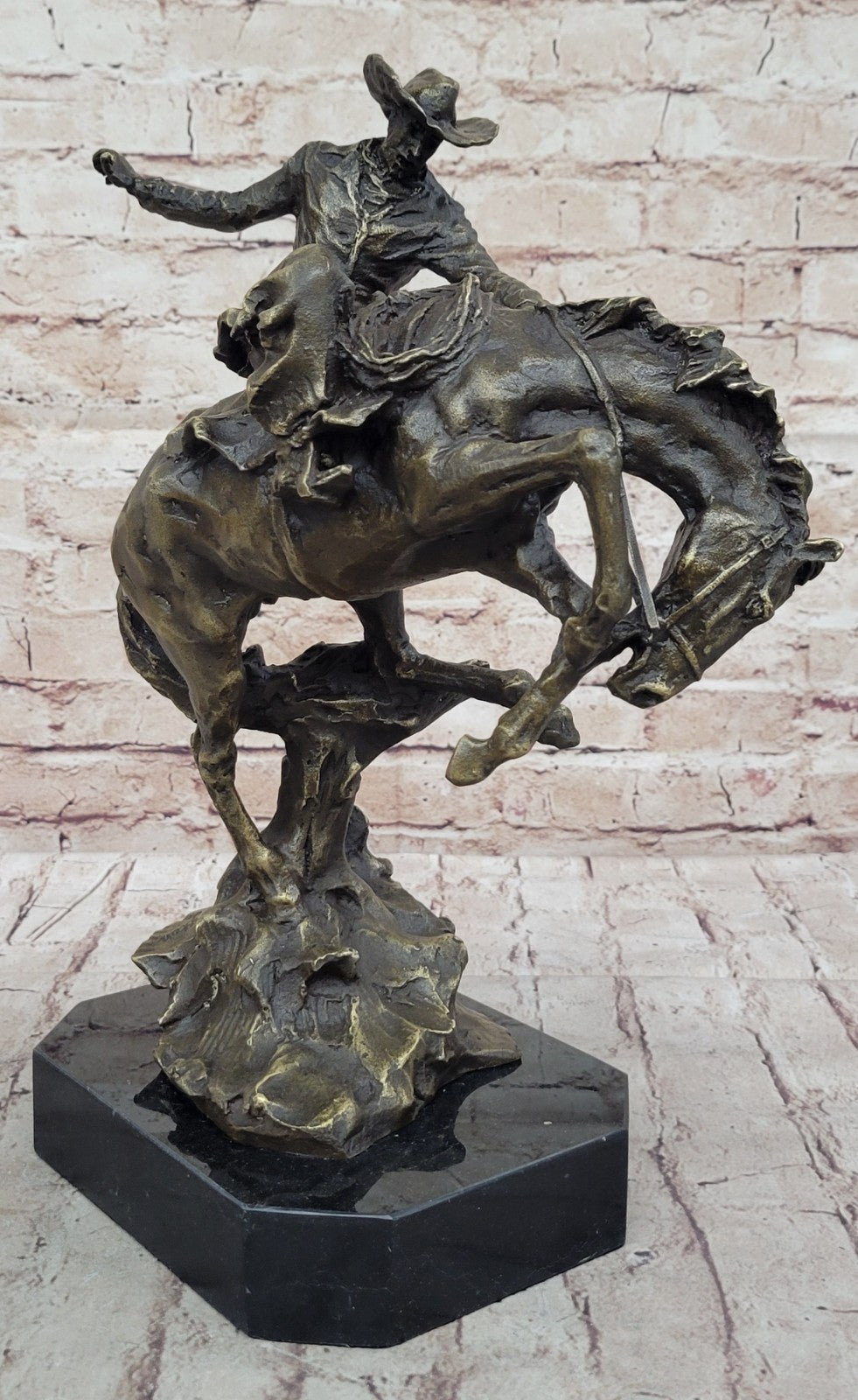American US Bronco Buster Western Bronze Large Remington Hot Cast Figurine Sale