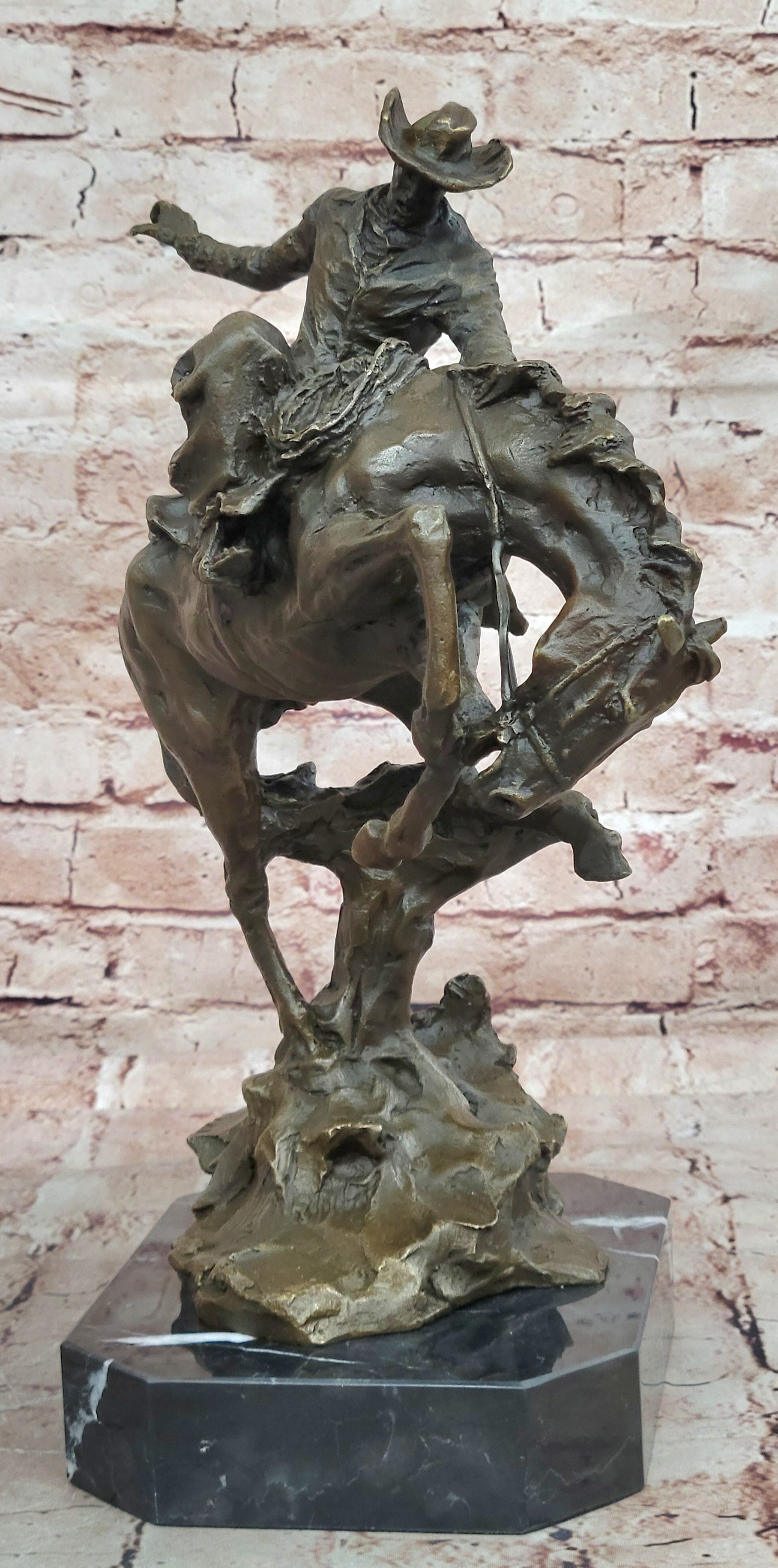 American US Bronco Buster Western Bronze Large Remington Hot Cast Figurine Sale