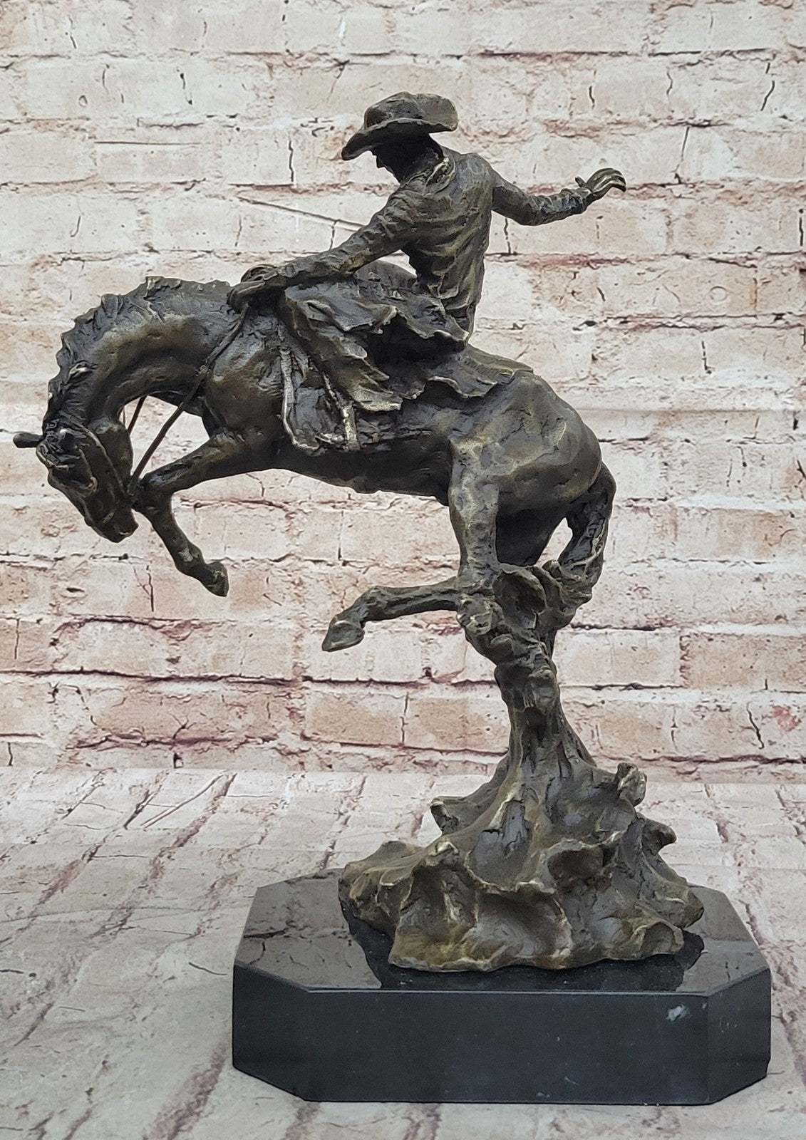 American US Bronco Buster Western Bronze Large Remington Hot Cast Figurine Sale