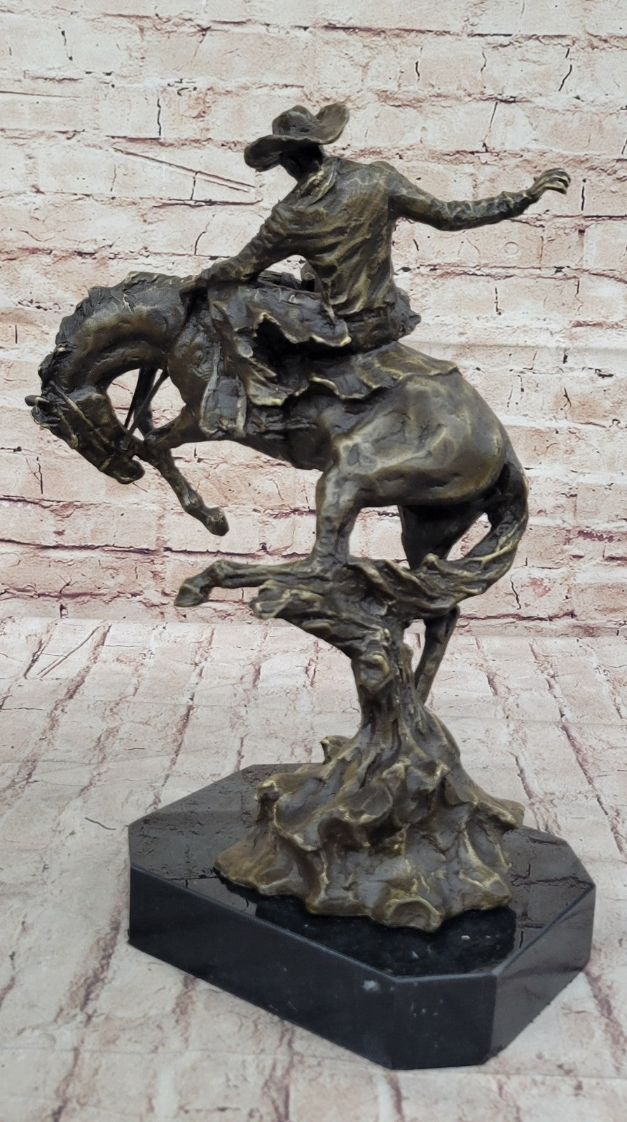 American US Bronco Buster Western Bronze Large Remington Hot Cast Figurine Sale
