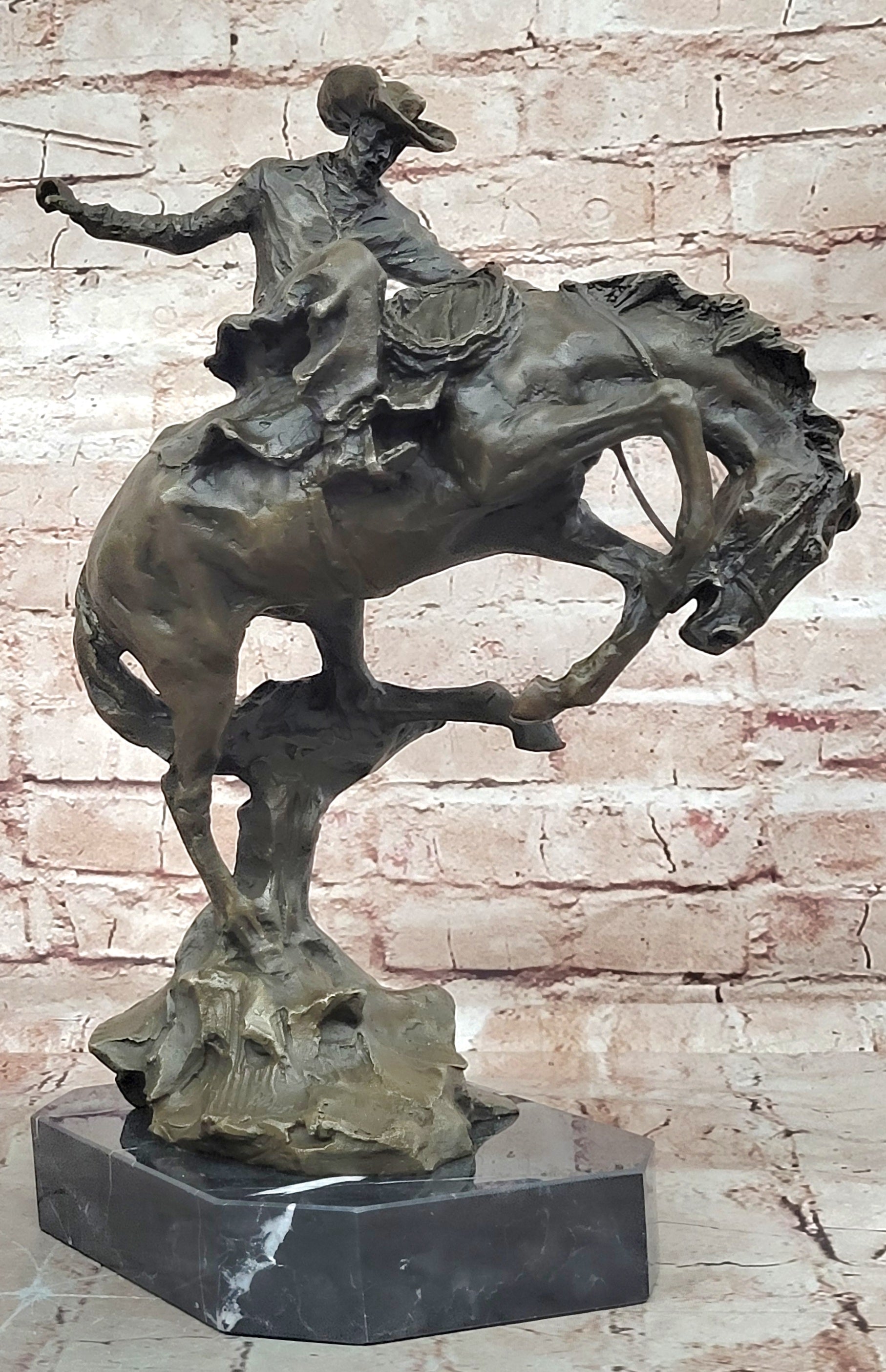 American US Bronco Buster Western Bronze Large Remington Hot Cast Figurine Sale