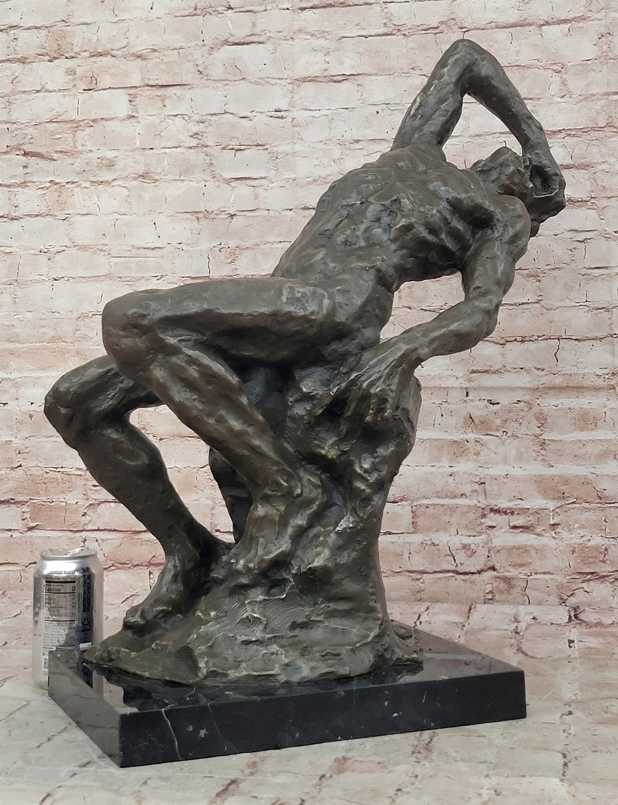 Rodin Inspired Suffering Man Bronze Sculpture Huge Abstract Modern Artwork
