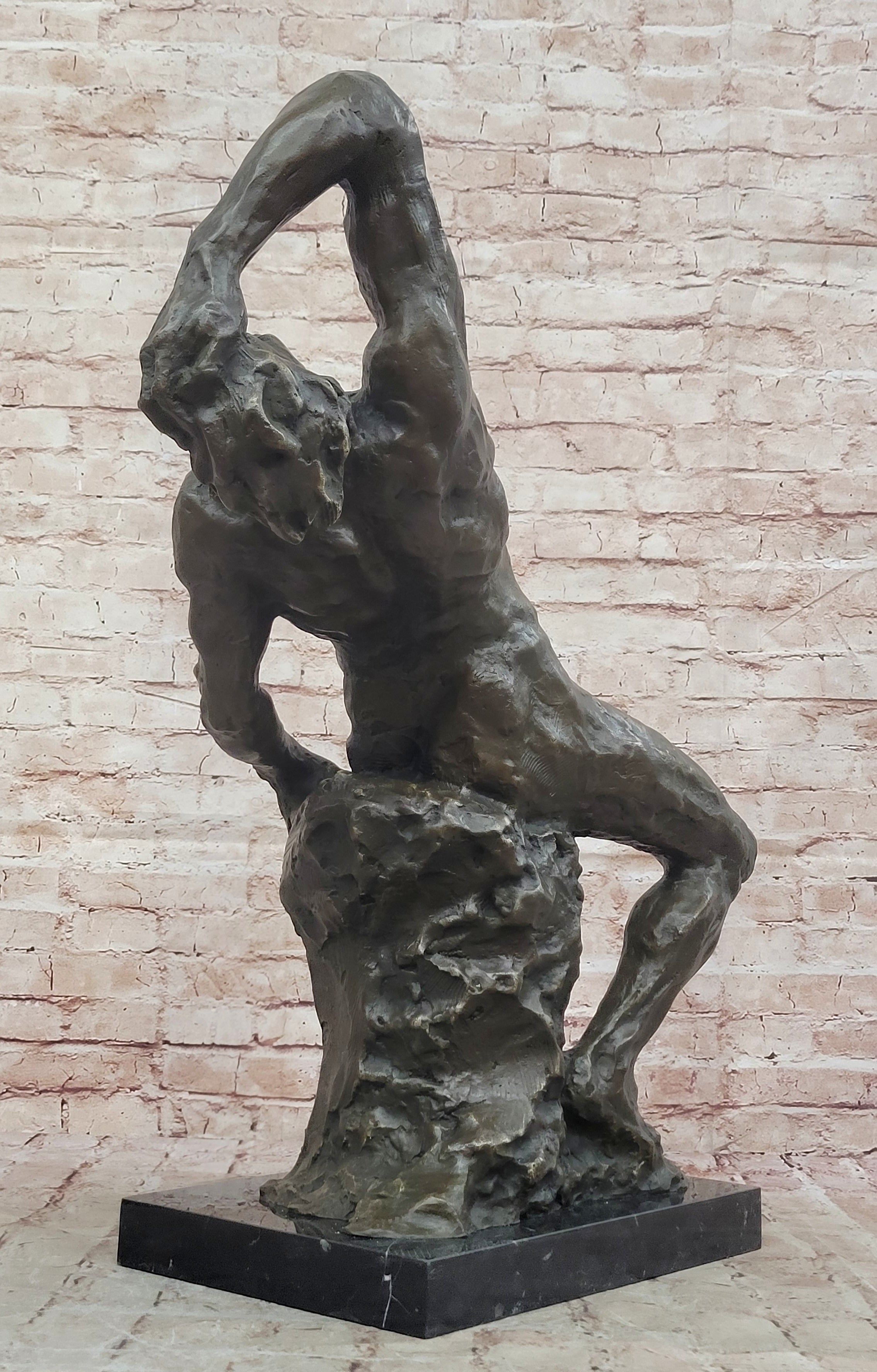 Rodin Inspired Suffering Man Bronze Sculpture Huge Abstract Modern Artwork