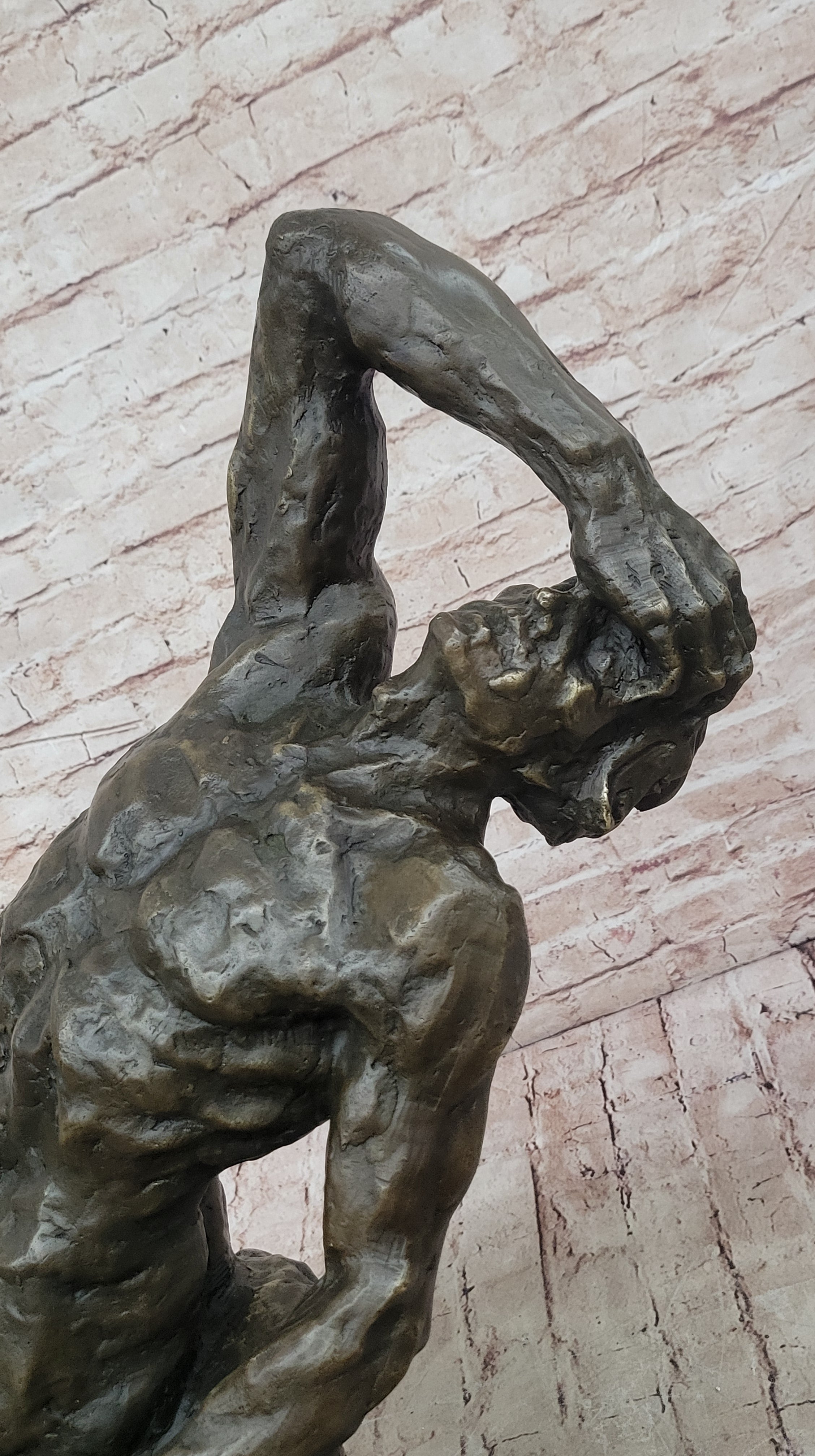 Rodin Inspired Suffering Man Bronze Sculpture Huge Abstract Modern Artwork