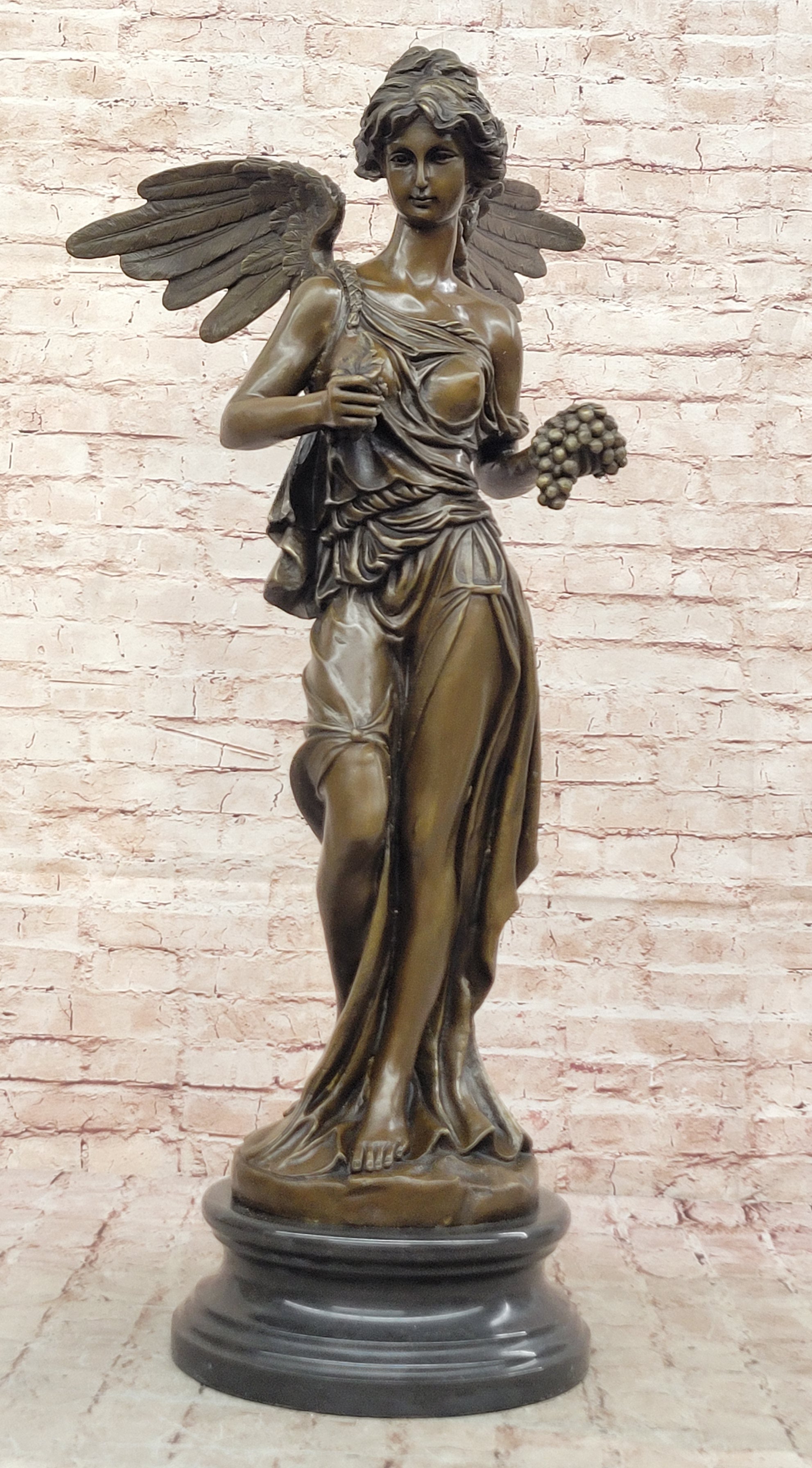 Jean Patoue Goddess Nike Bronze Statue Massive Hot Cast Figurine