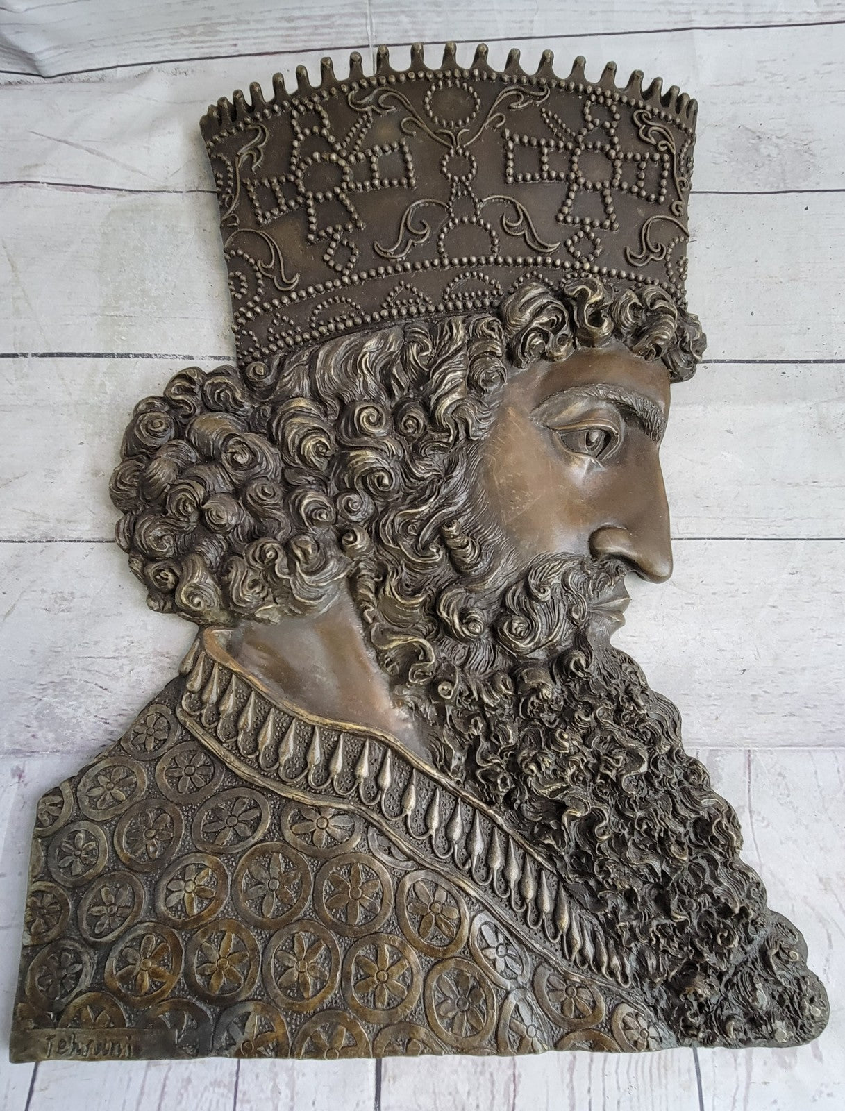 Art Deco Cyrus The Great Greatest Persian Empire King Bronze Sculpture for Wall