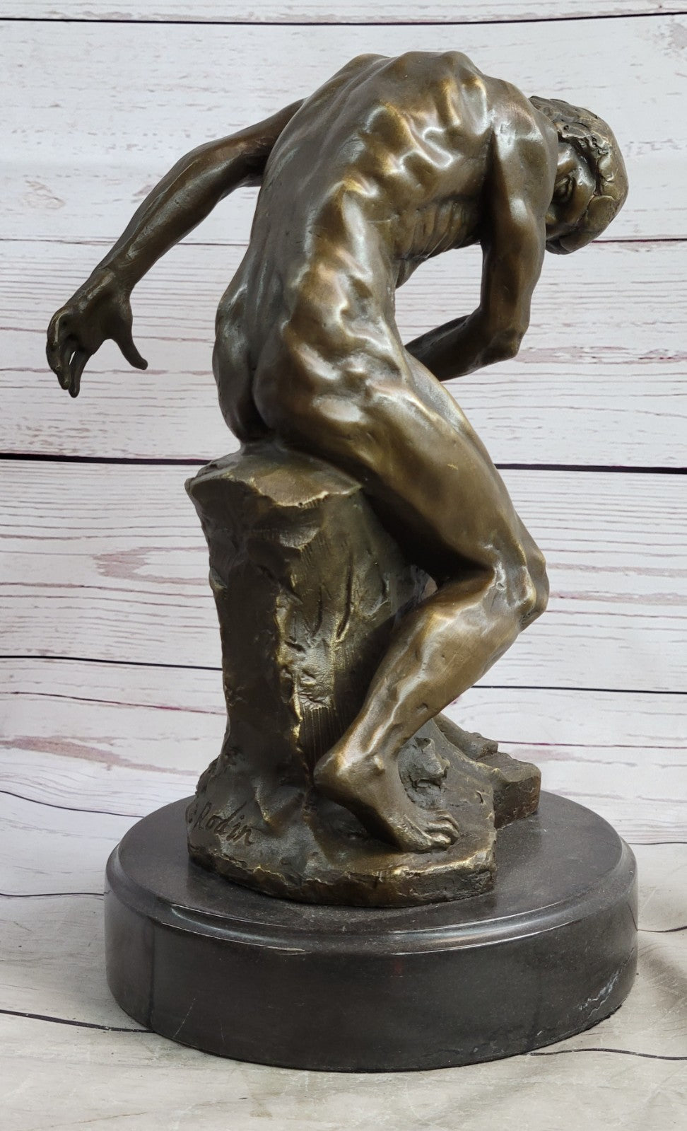 Handcrafted bronze sculpture SALE Male Erotic Sensual Nude Rodin Signed Large