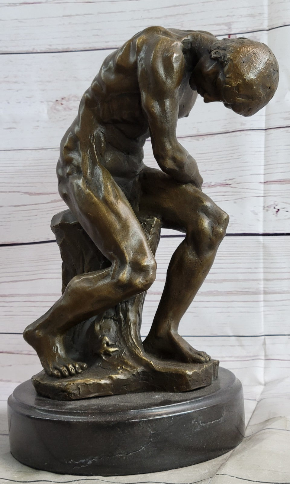 Handcrafted bronze sculpture SALE Male Erotic Sensual Nude Rodin Signed Large