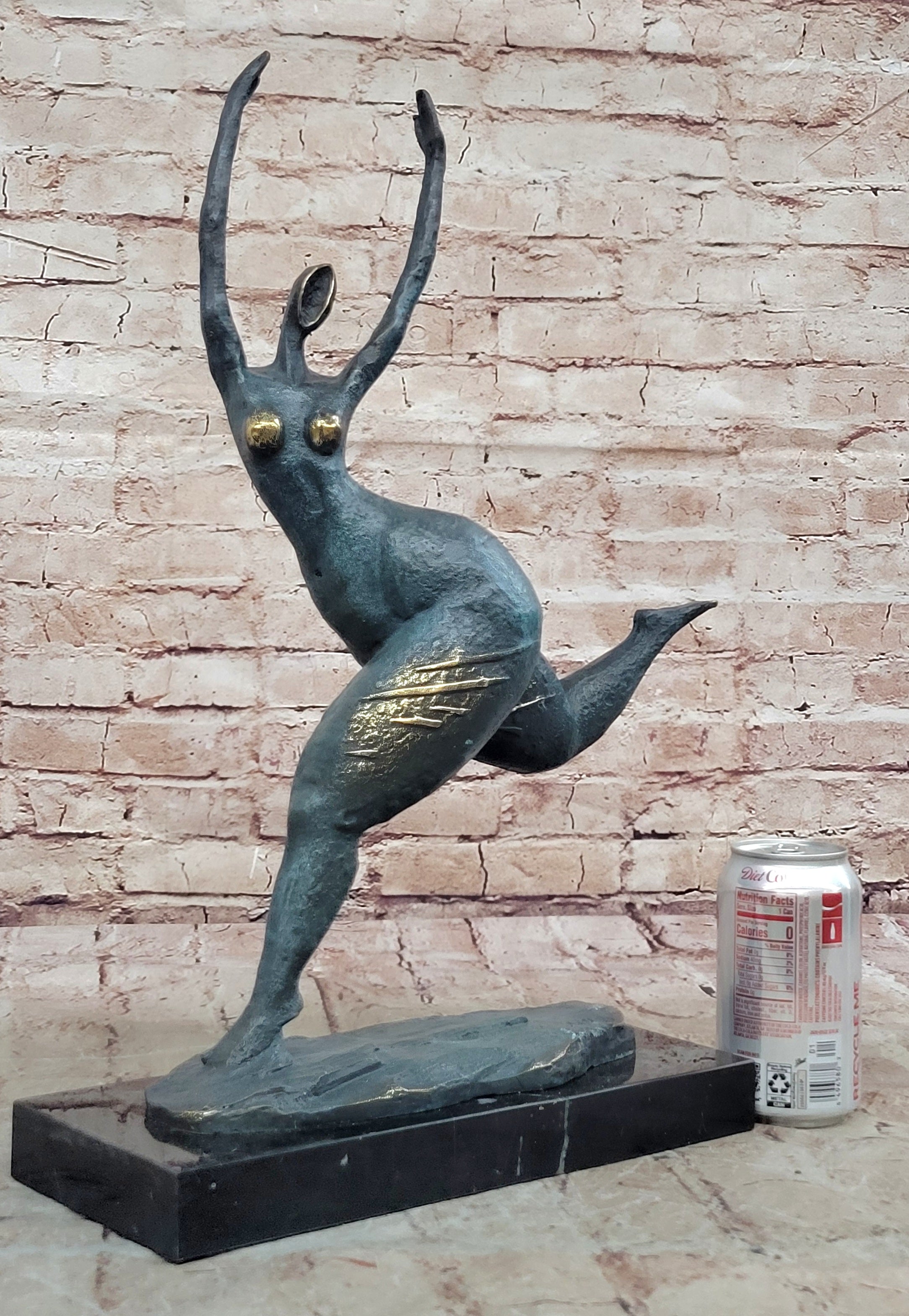 Green Patina Abstract Modern Art Chubby Woman Bronze Sculpture Figurine