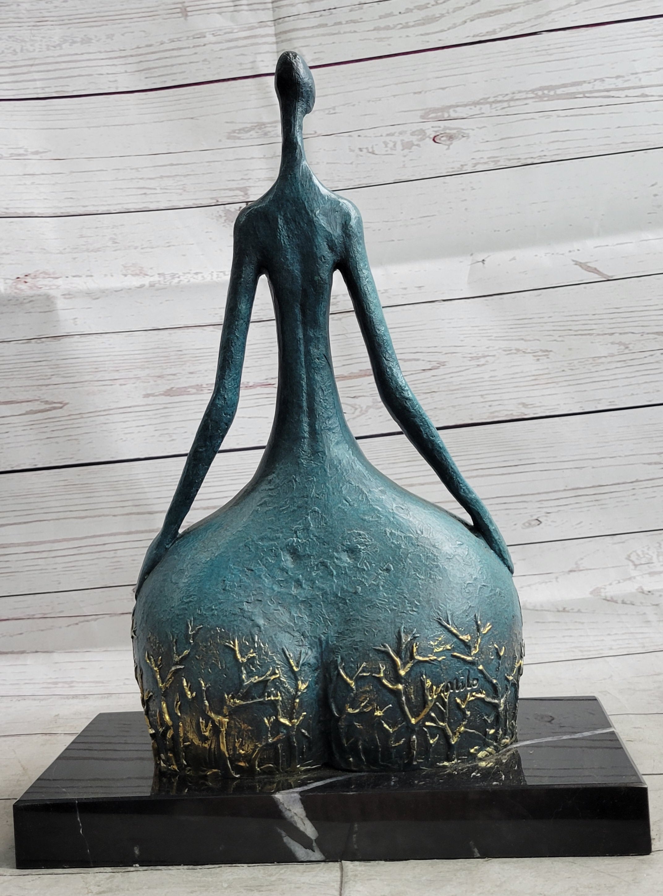 COLLECTIBLE BRONZE SCULPTURE STATUE Abstract Modern Nude Abstract Female by Milo
