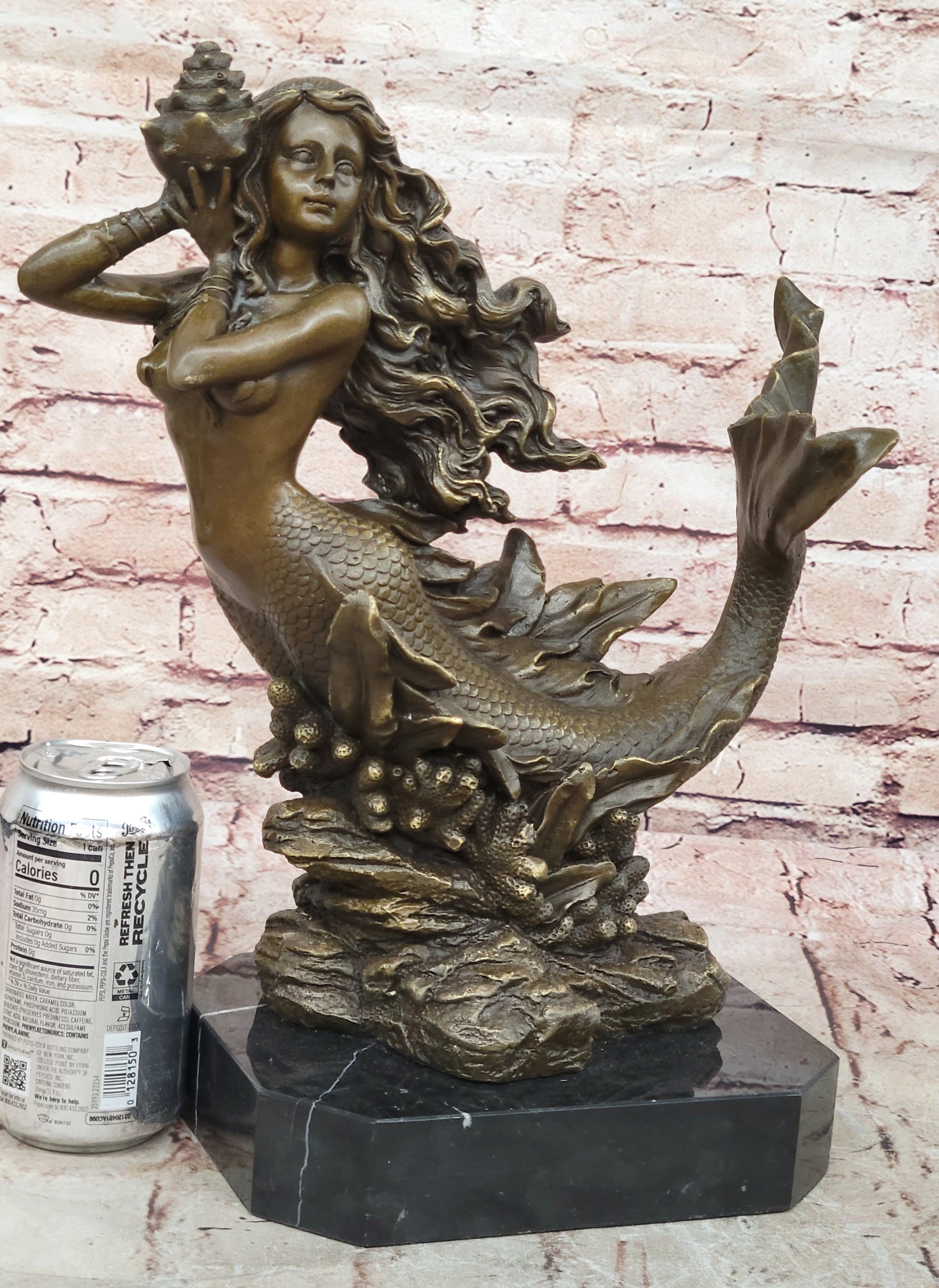 Female Mermaid Bronze Sculpture Statue Collectible Mythical Fantasy Figurine