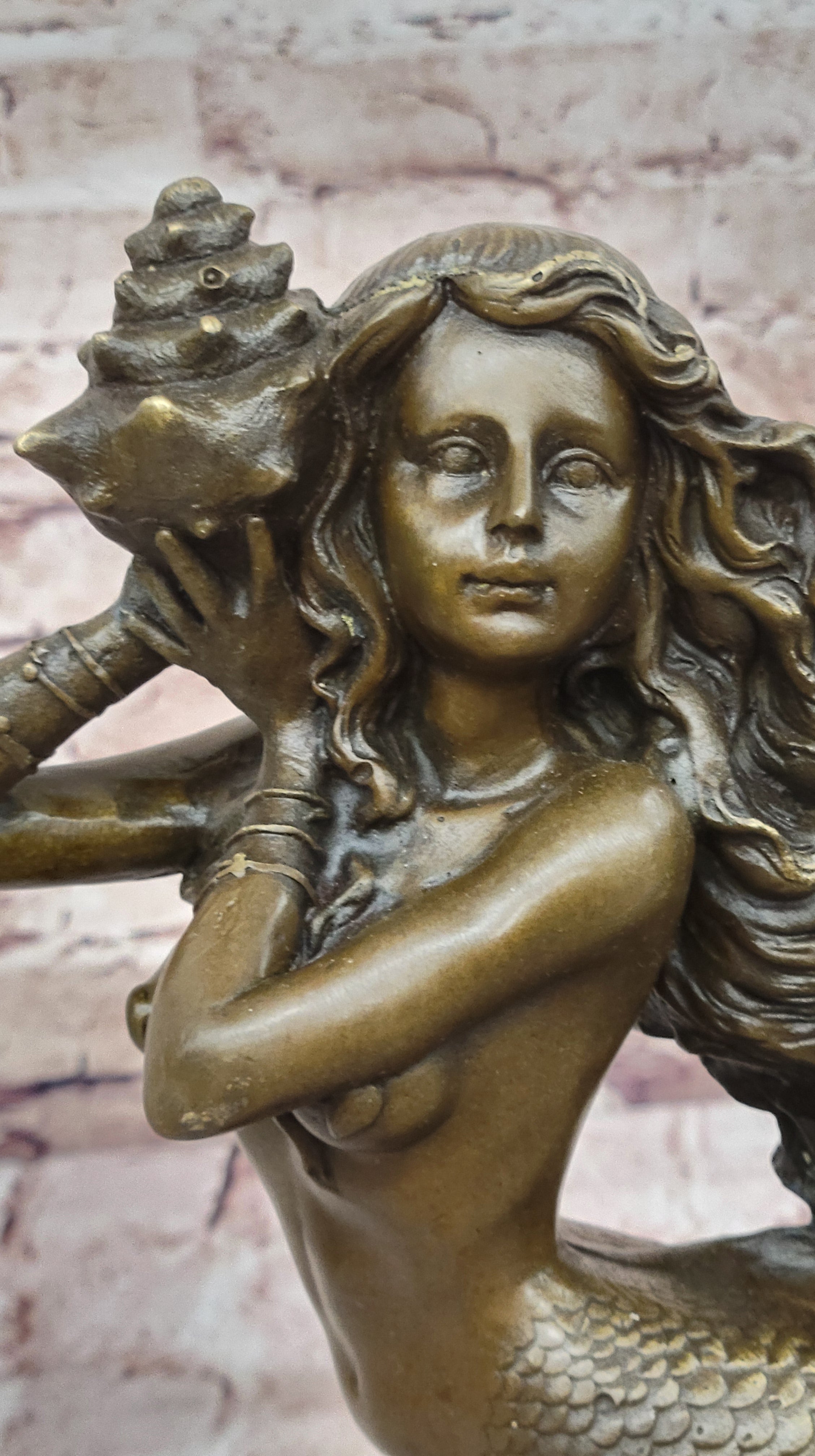 Female Mermaid Bronze Sculpture Statue Collectible Mythical Fantasy Figurine