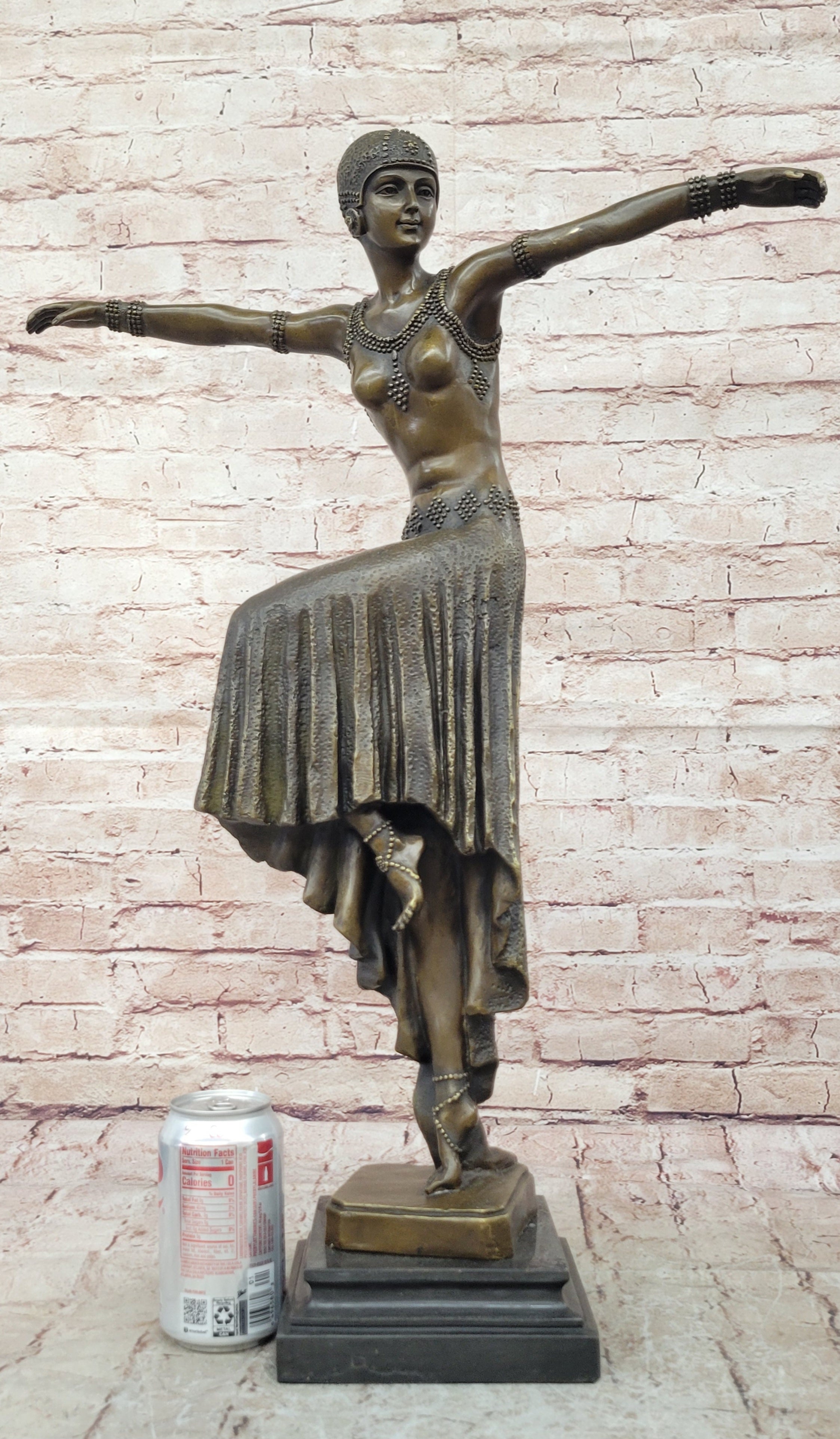 Art Deco/Nouveau Dancer Bronze Statue Chiparus Female Figurine Marble Base