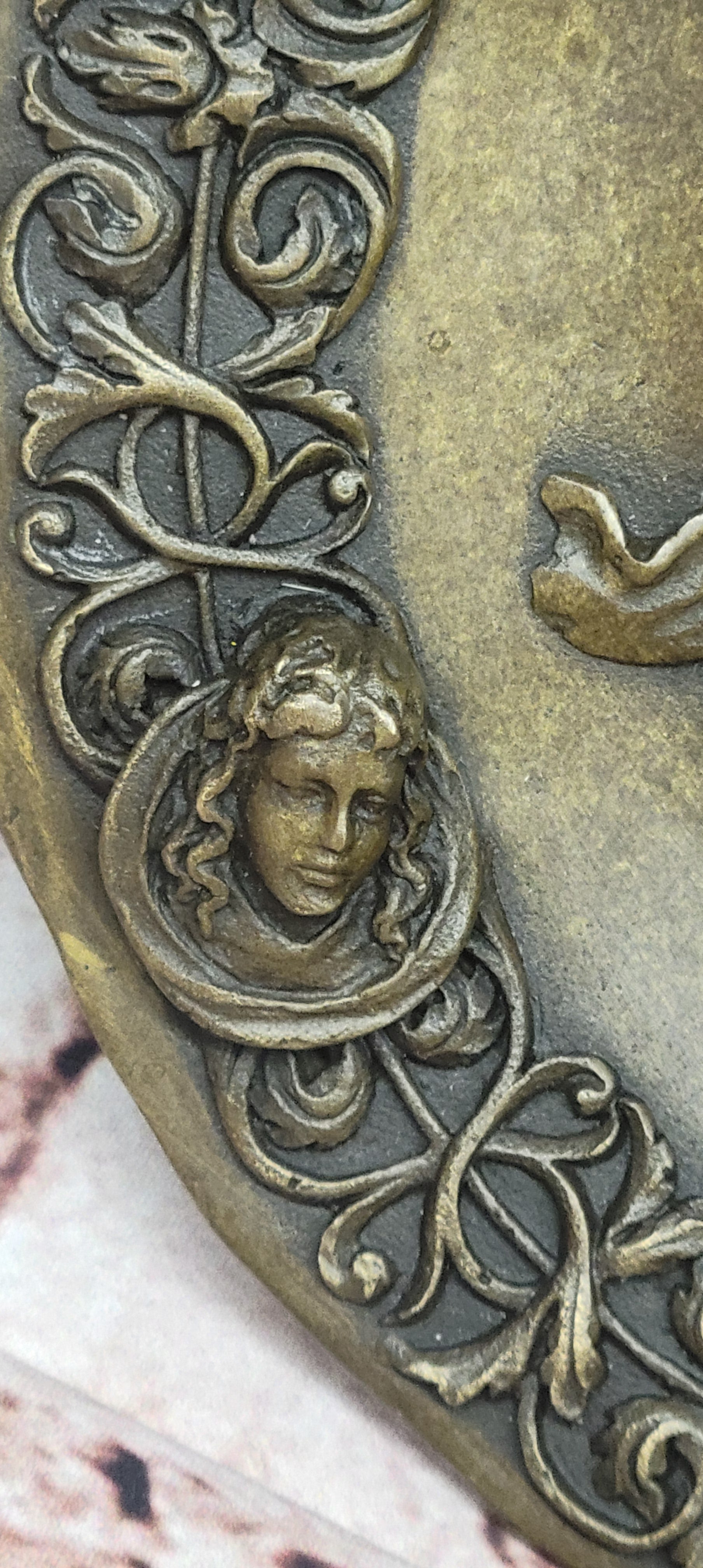 Bronze Sculpture Guardian Angel Bas Relief Protector Religious Belief Statue Dec