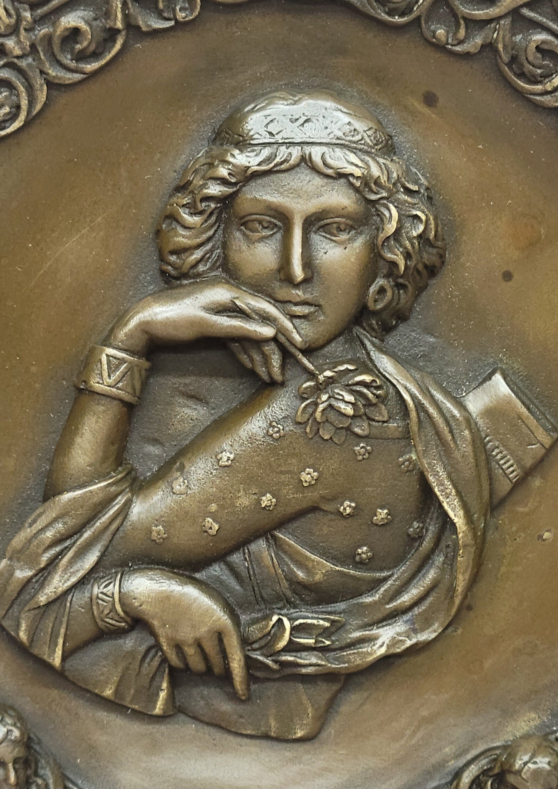 Wall Mount Roman Godess Bronze Sculpture Handmade Decor Statue Original Art Deal