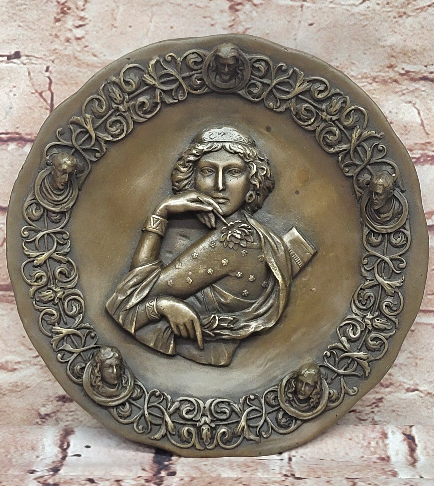 Wall Mount Roman Godess Bronze Sculpture Handmade Decor Statue Original Art Deal