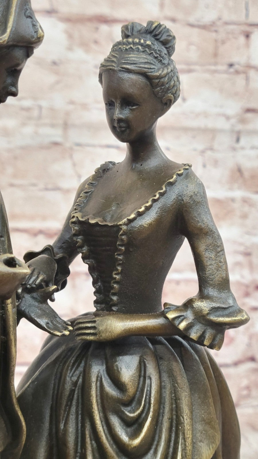 Courting Couple - Large 100% Bronze By French Artist Milo Figurines Colonial Art