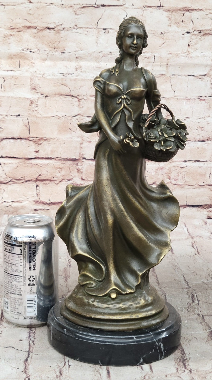 Handmade SIGNED MILO SEXY GIRL AUTOMNE FRENCH BRONZE FIGURE ART 14" TALL