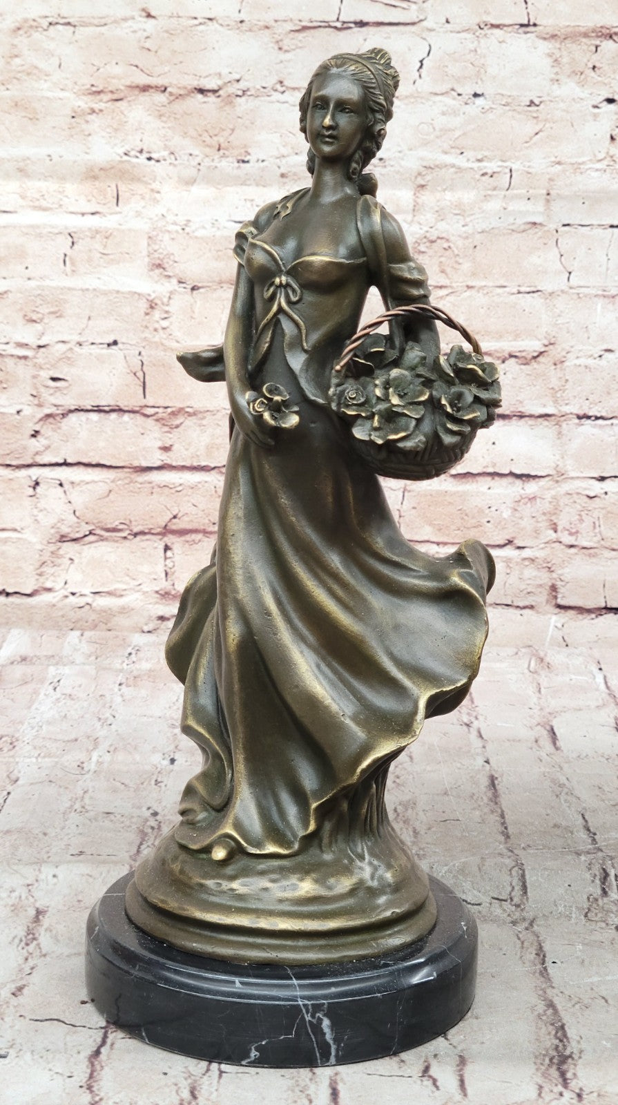 Handmade SIGNED MILO SEXY GIRL AUTOMNE FRENCH BRONZE FIGURE ART 14" TALL