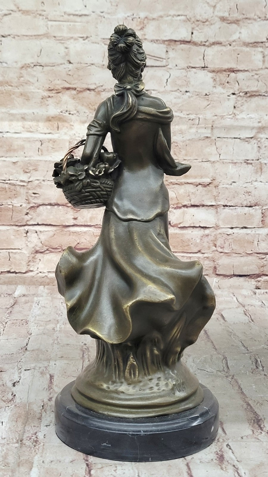Handmade SIGNED MILO SEXY GIRL AUTOMNE FRENCH BRONZE FIGURE ART 14" TALL