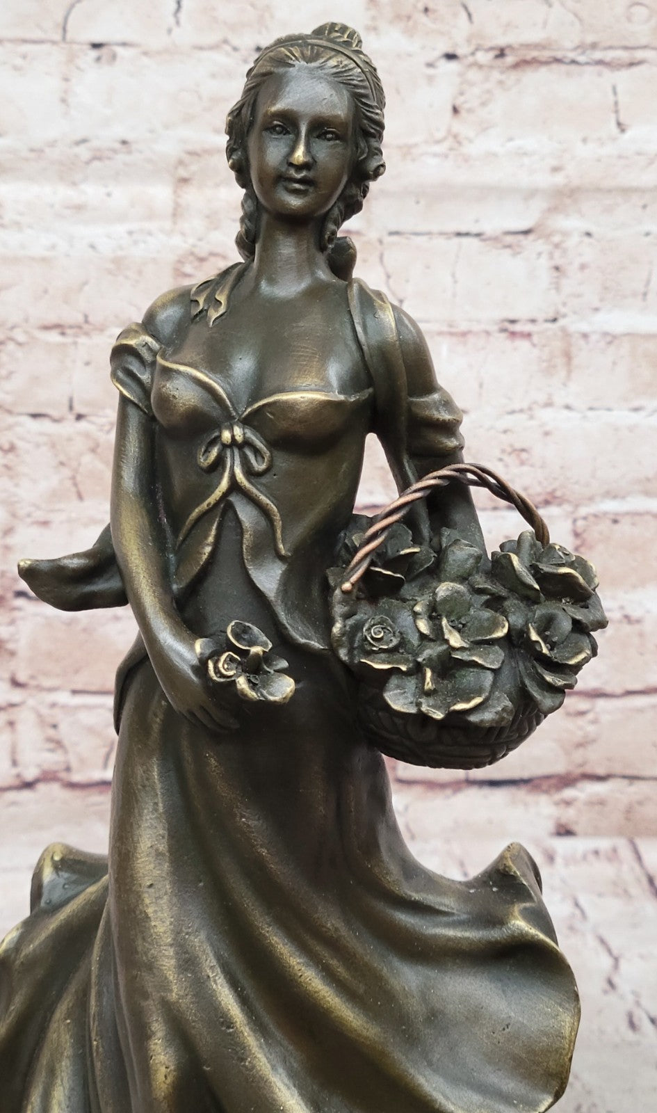 Handmade SIGNED MILO SEXY GIRL AUTOMNE FRENCH BRONZE FIGURE ART 14" TALL