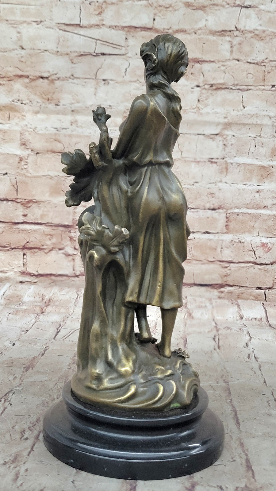 Handmade Classic Artwork of Woman Musician Playing Banjo, Bronze Sculpture by Milo