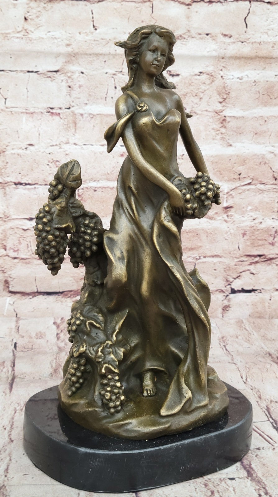 Demeter Greek Goddess of Harvest Bust Figurine Statue Genuine Real Bronze Figure