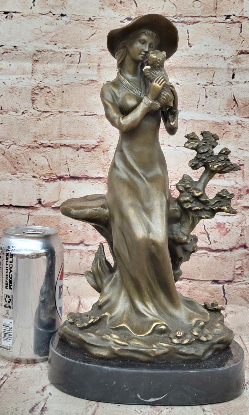 PUPPY LOVE by J.Patoue Fine Arts - Lovely Bronze Sculpture of Young Girl & Dog
