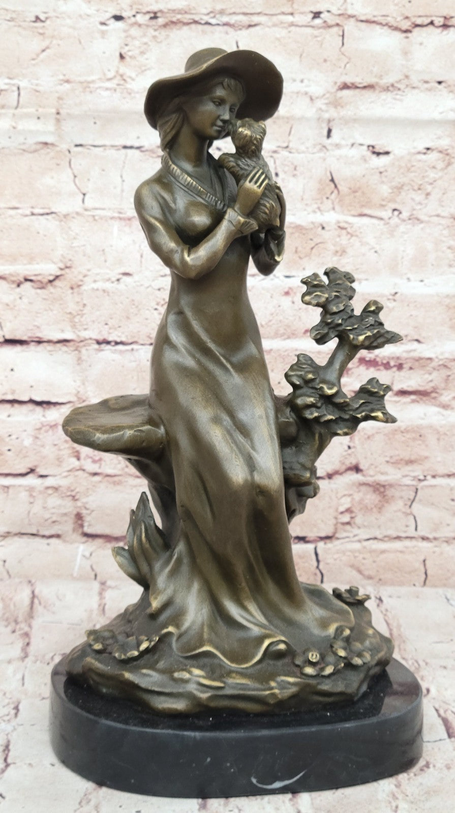 PUPPY LOVE by J.Patoue Fine Arts - Lovely Bronze Sculpture of Young Girl & Dog