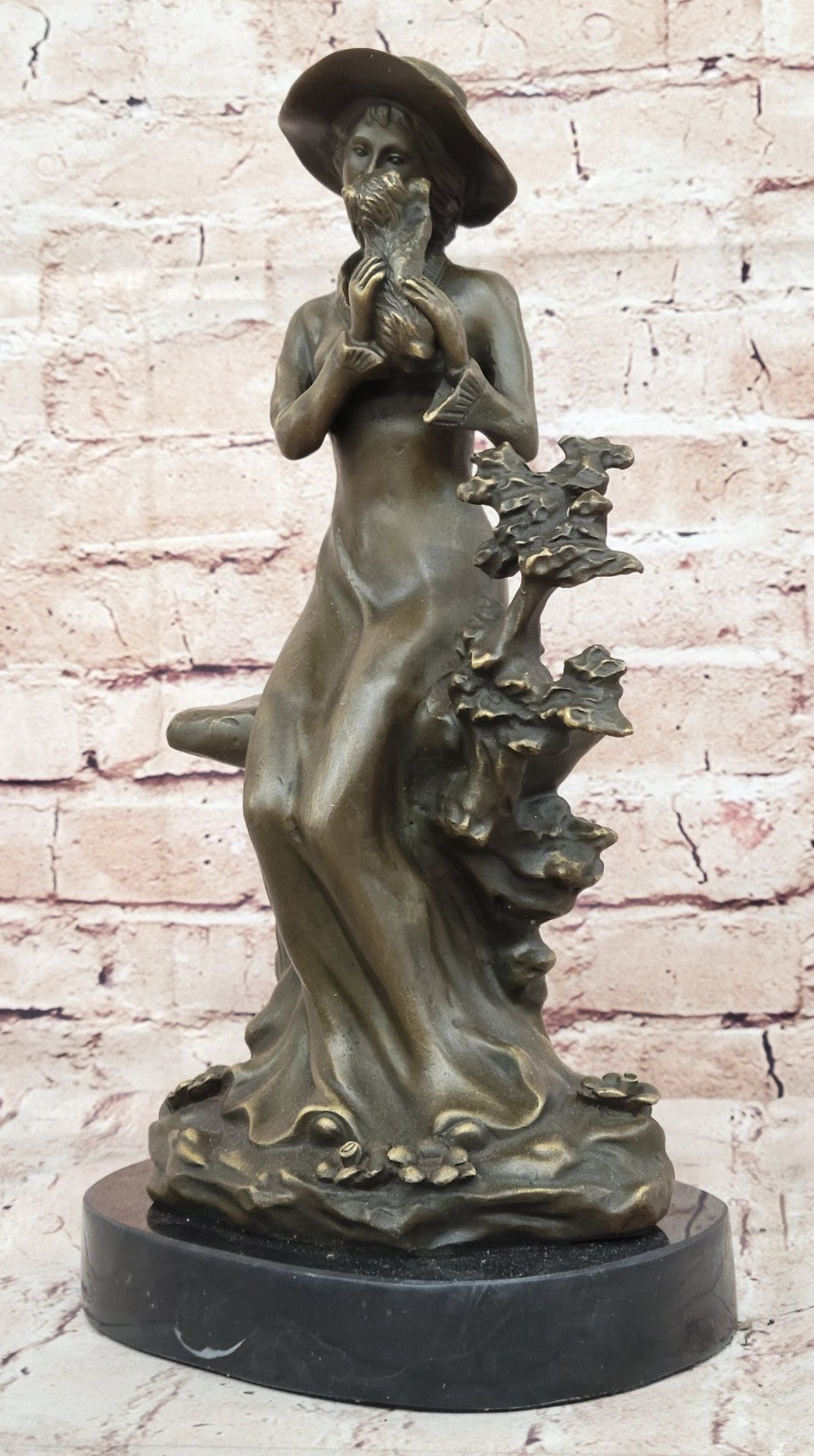 PUPPY LOVE by J.Patoue Fine Arts - Lovely Bronze Sculpture of Young Girl & Dog