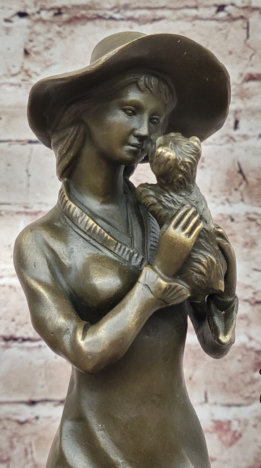 PUPPY LOVE by J.Patoue Fine Arts - Lovely Bronze Sculpture of Young Girl & Dog