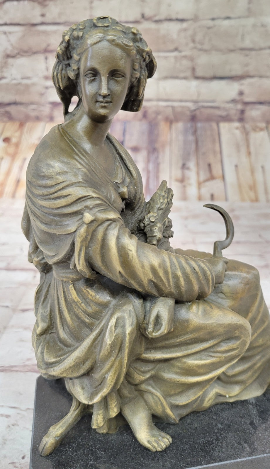 Hippolyte François Moreau (French, 1832–1927) Bronze Sculpture Entitled Farmer Girl